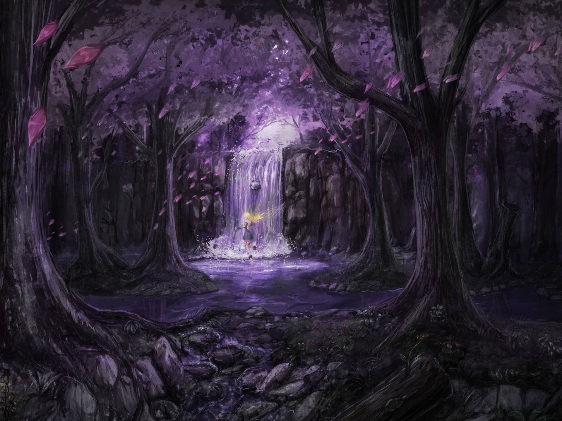 Dark Purple Forest Background Picture