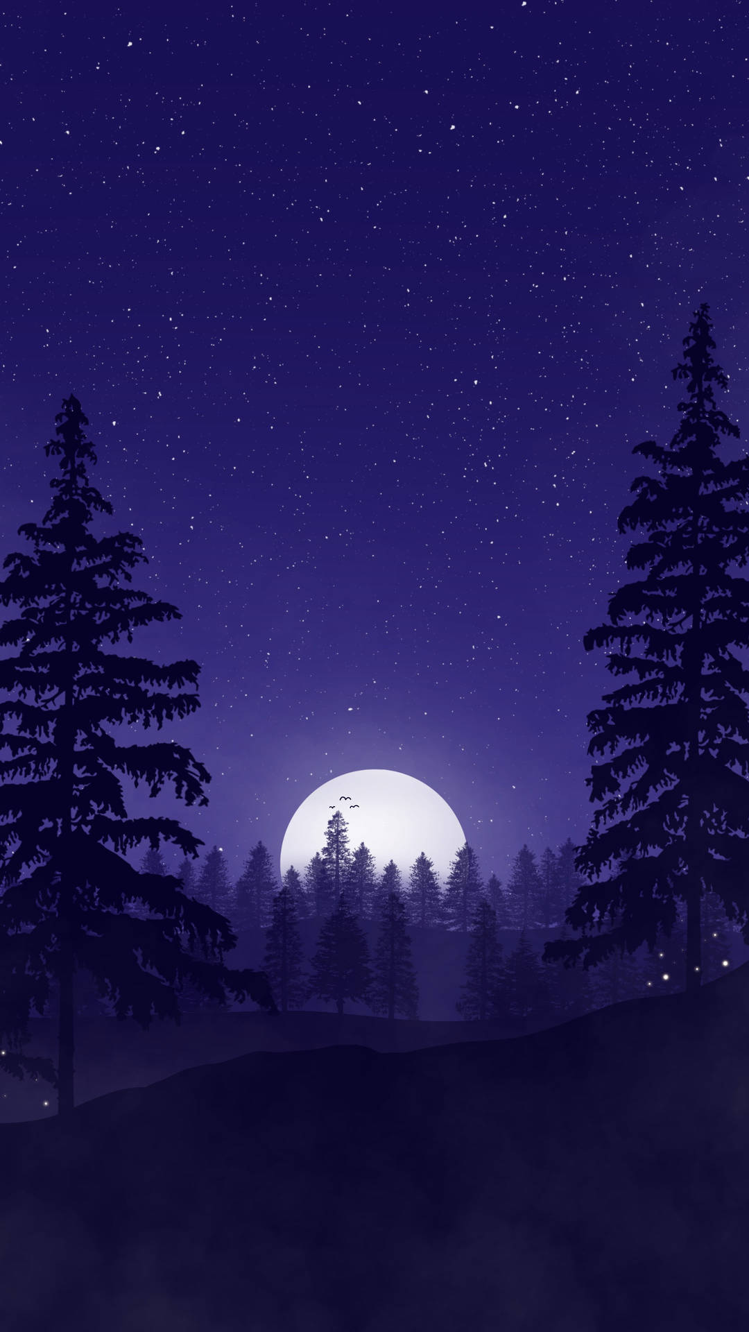 Dark Purple Forest Night Sky