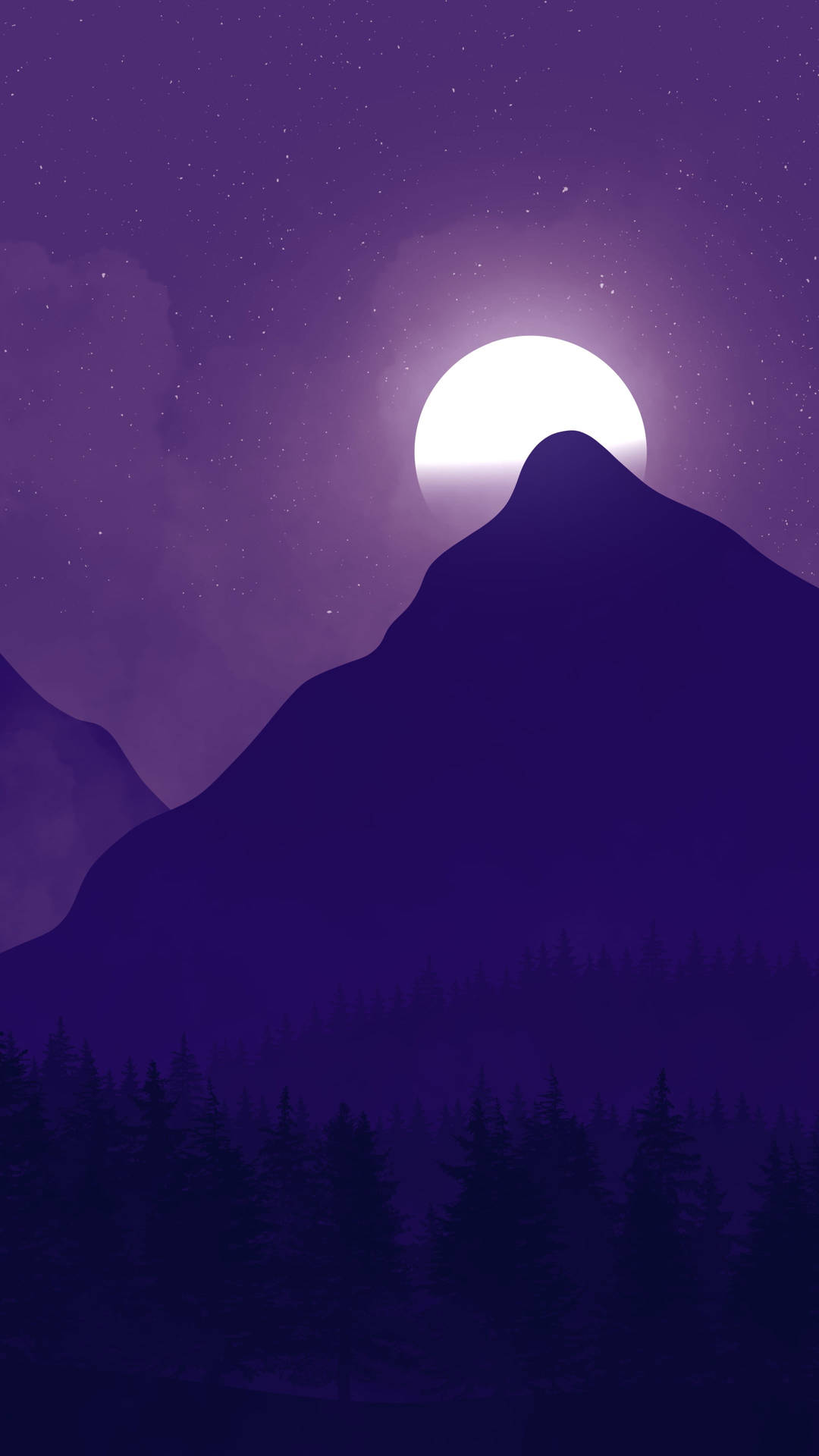 Dark Purple Mountain Moon Sky