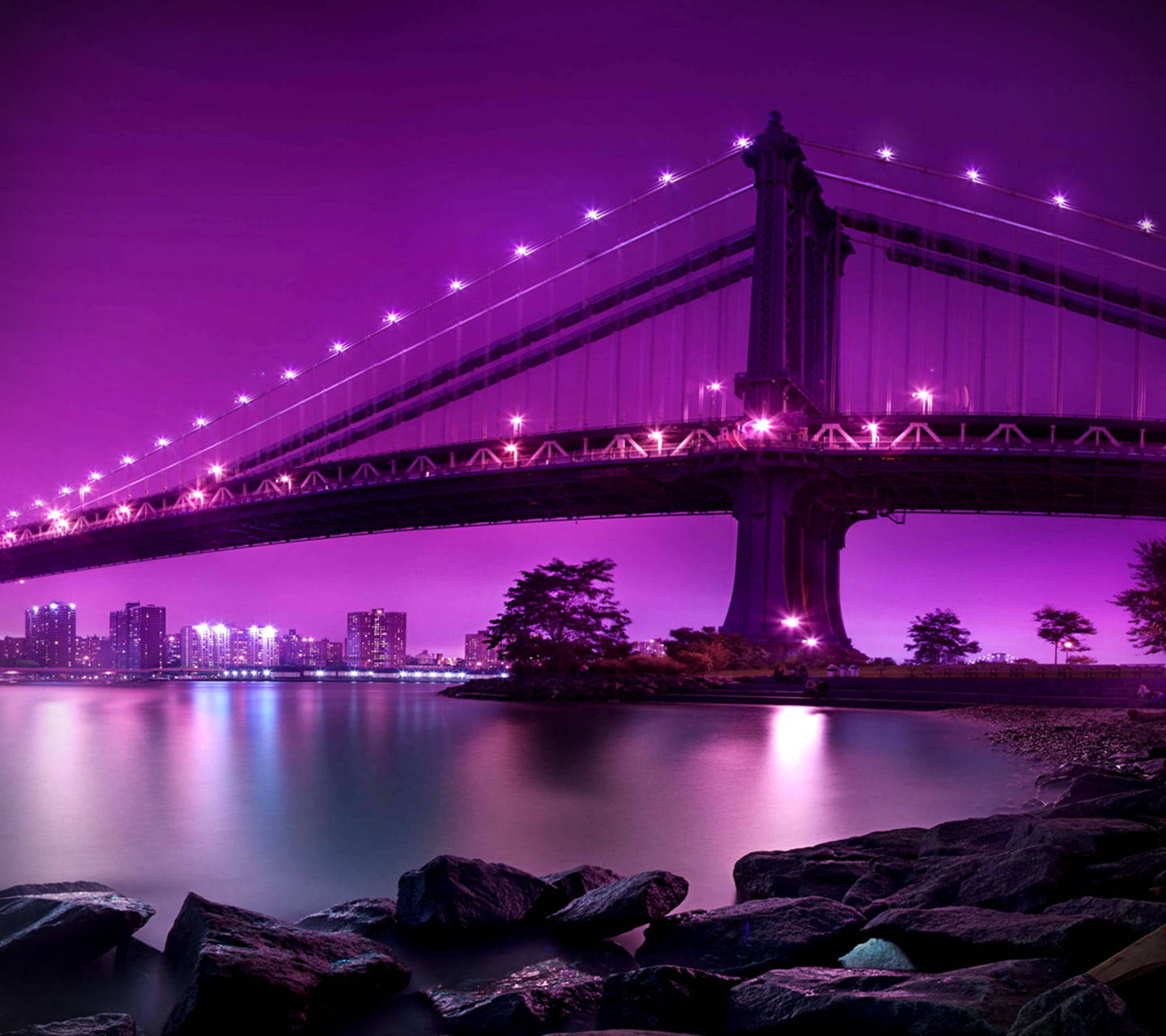 Dark Purple Sky And Bridge Wallpaper