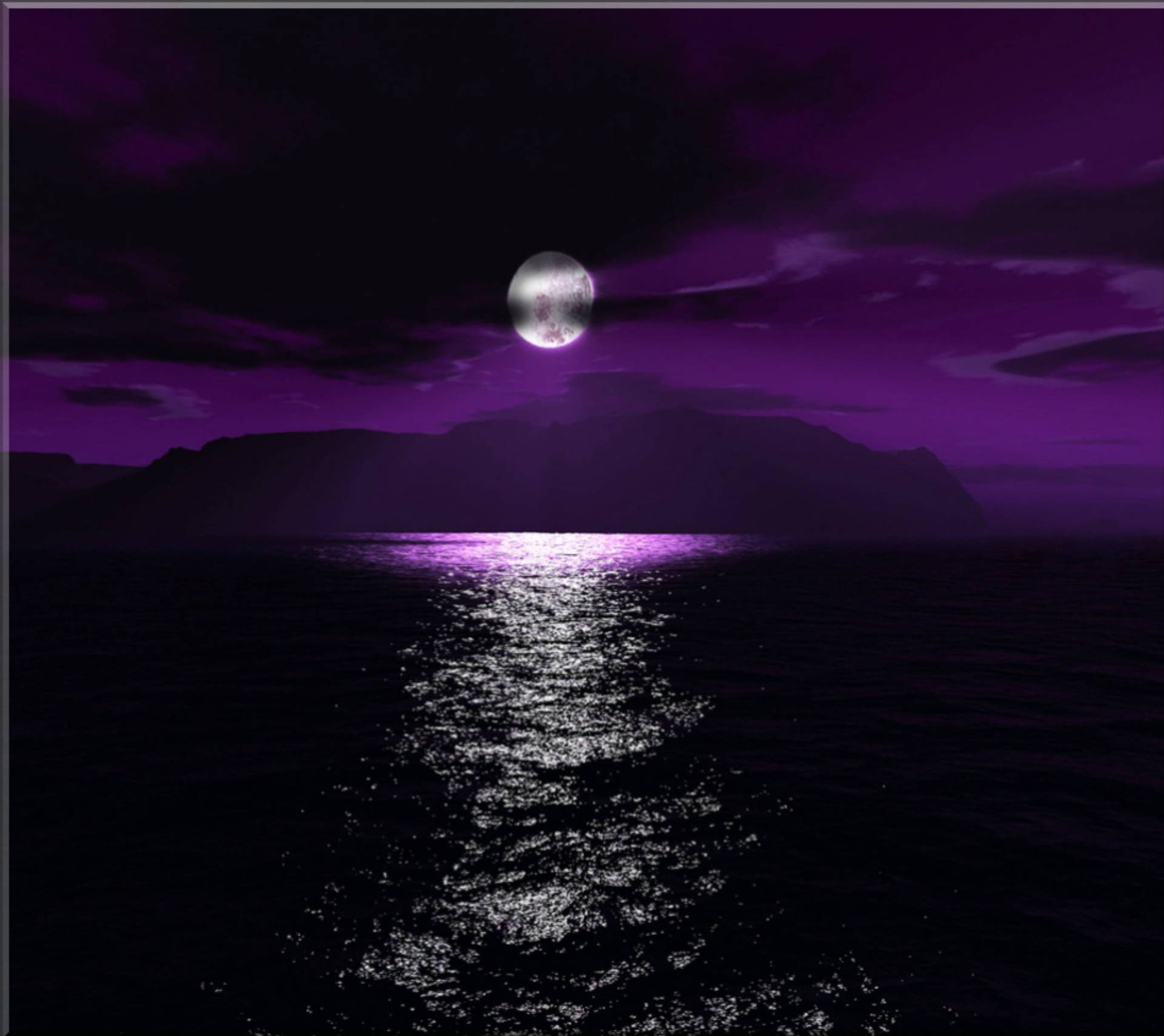 Dark Purple Sky Full Moon