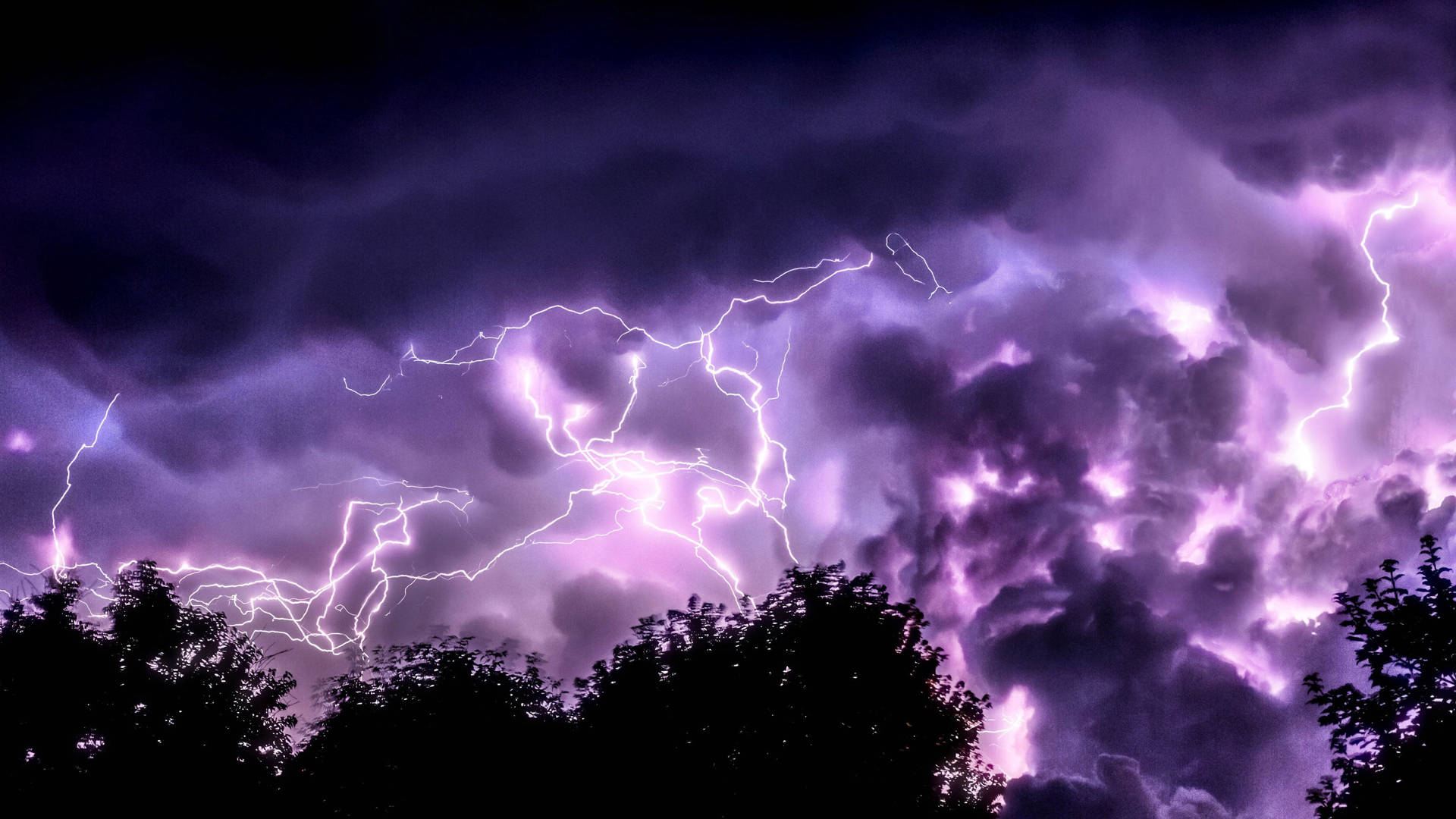 Dark Purple Sky With Lightning