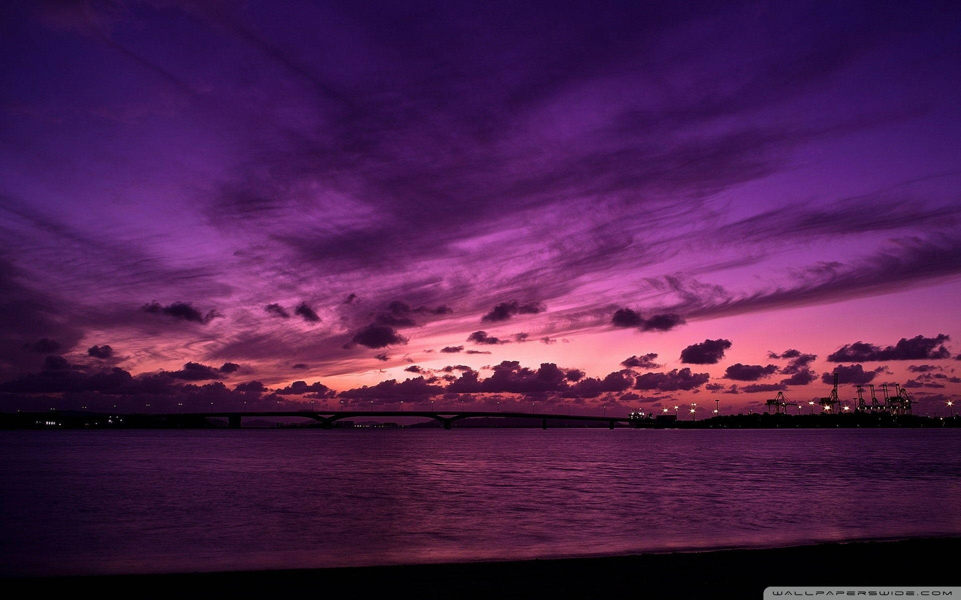 Dark Purple Sunset Aesthetic Wallpaper