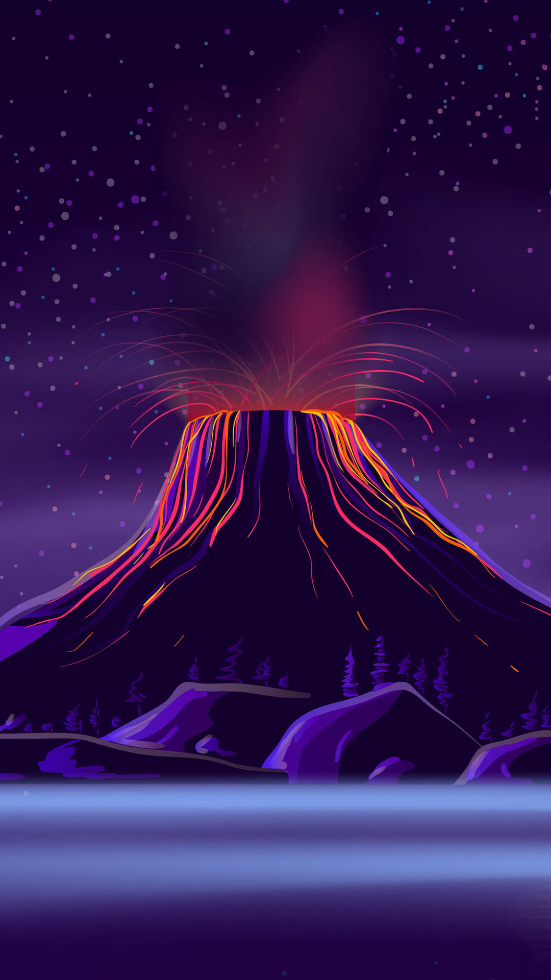 Dark Purple Volcano Artwork Wallpaper