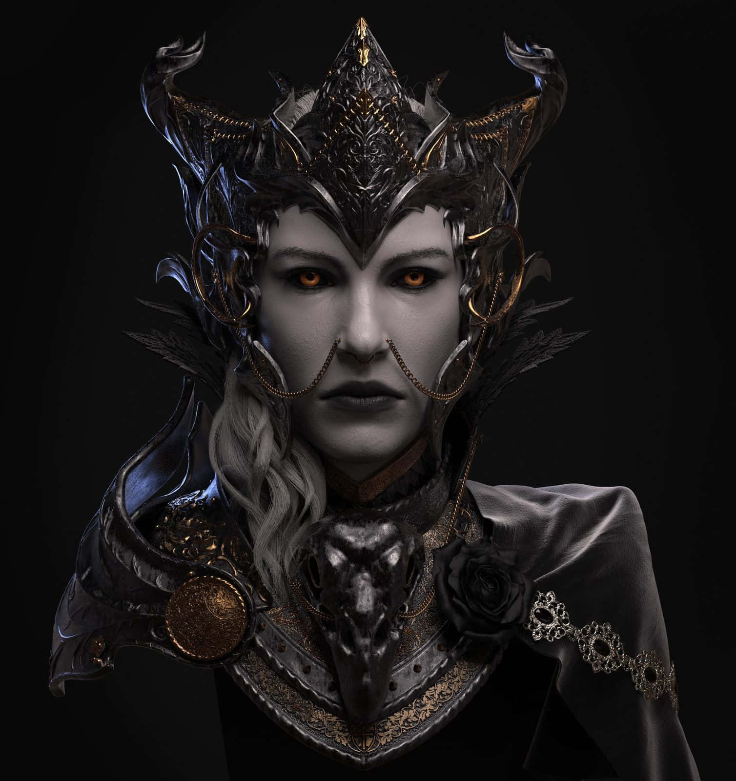 Dark Queen Enthroned in Mystical Shadows Wallpaper