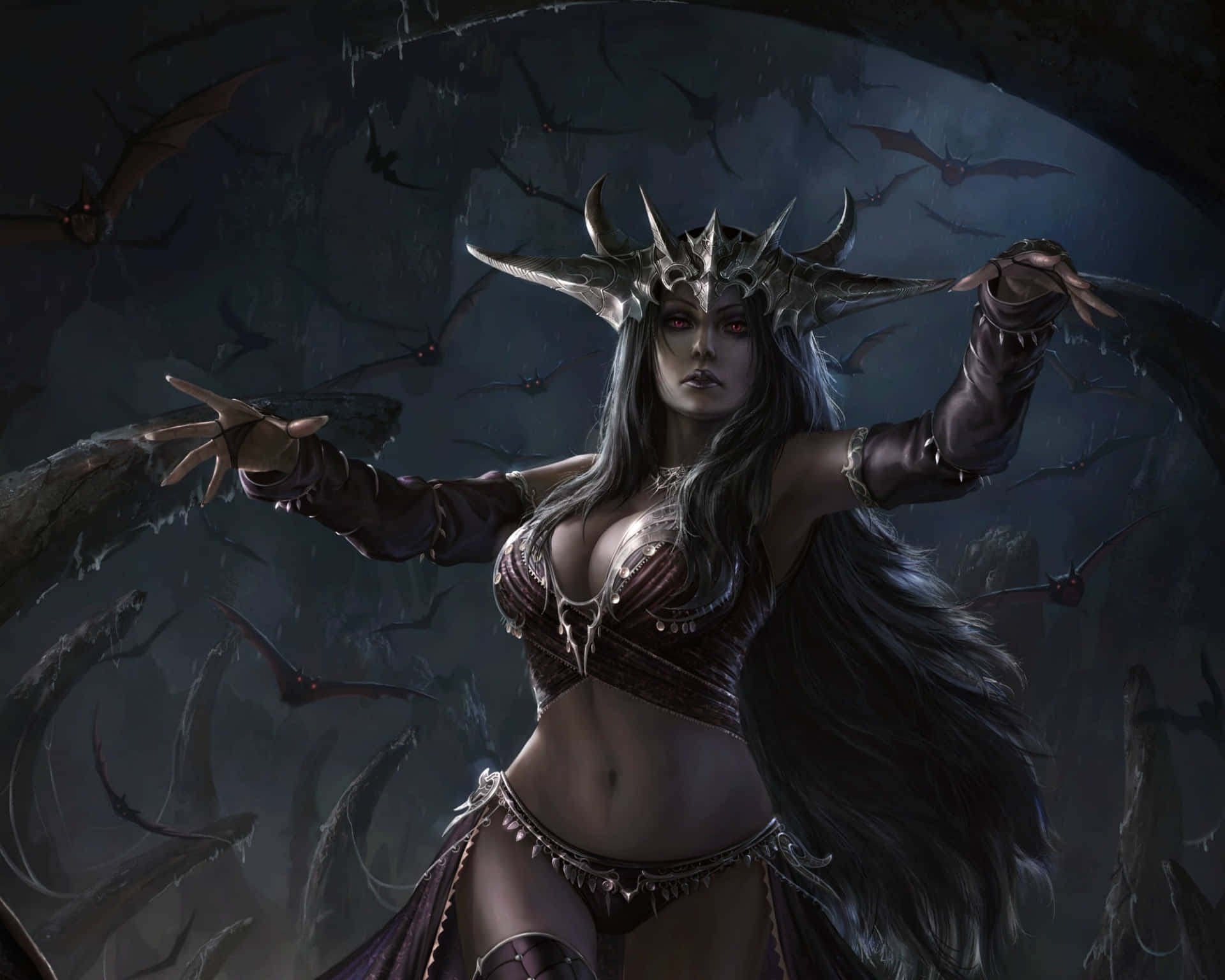 Enigmatic Dark Queen ruling over her mystical kingdom Wallpaper