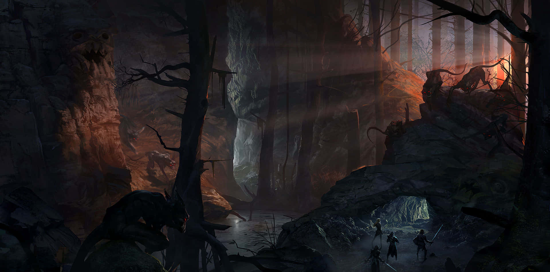 Mysterious Dark Realm Landscape Wallpaper