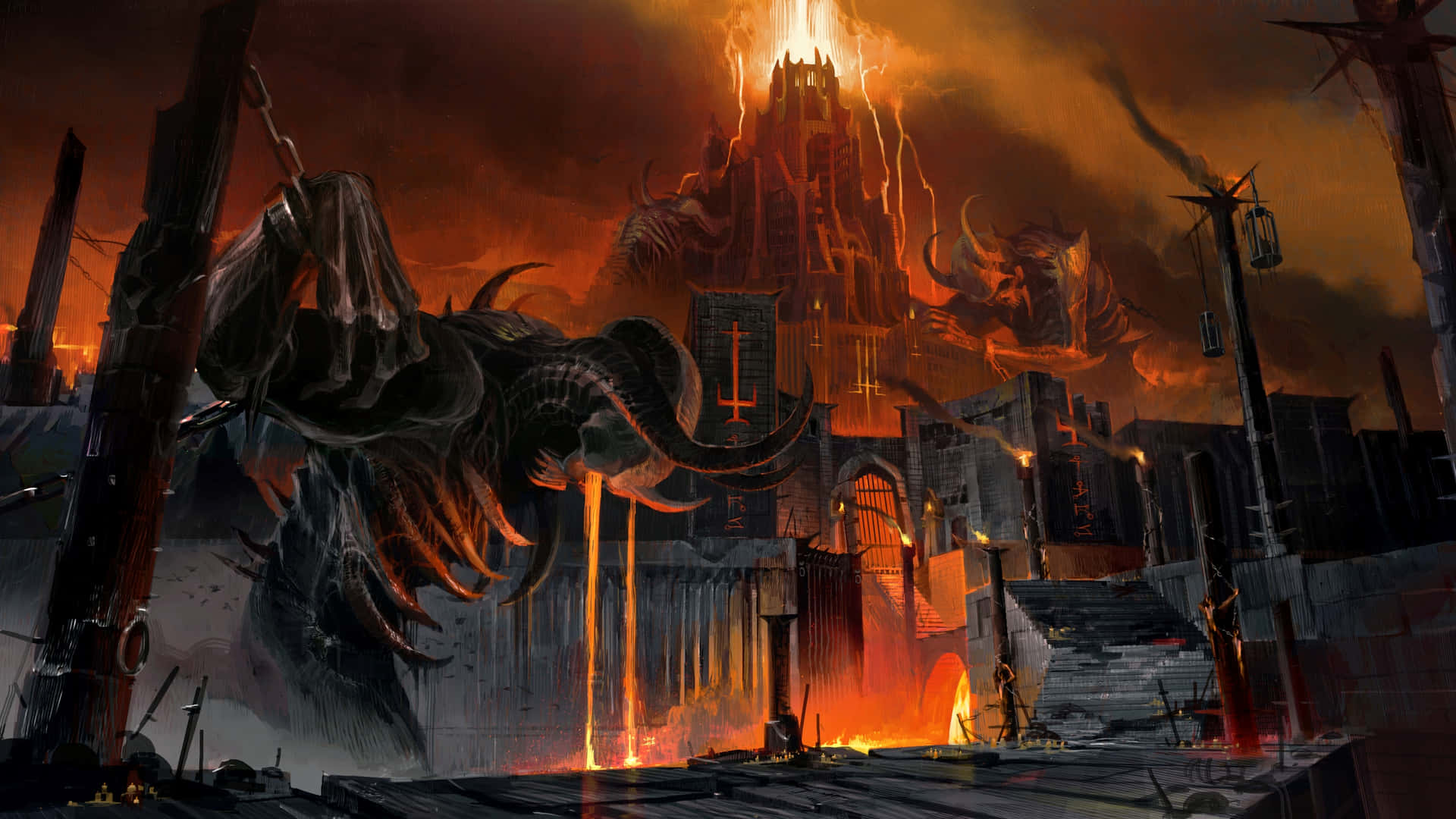 Mysterious Dark Realm Fantasy Landscape Wallpaper