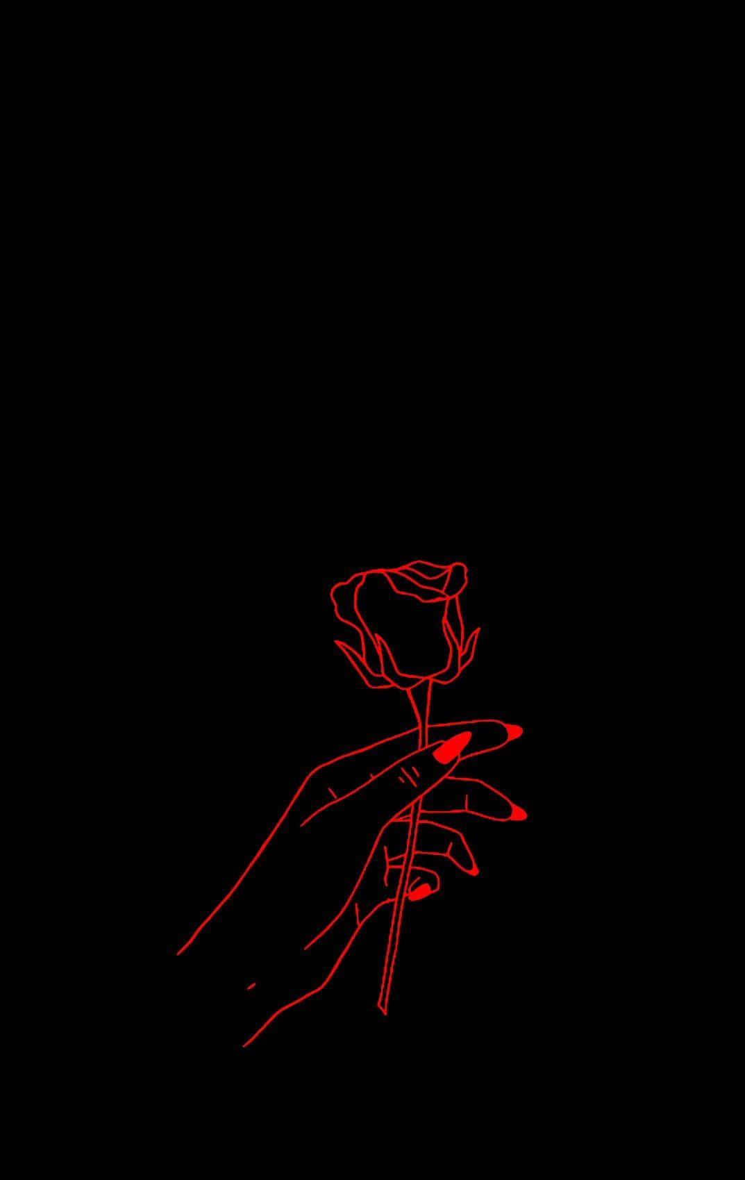 Dark Red Aesthetic Hand Holding A Rose Wallpaper
