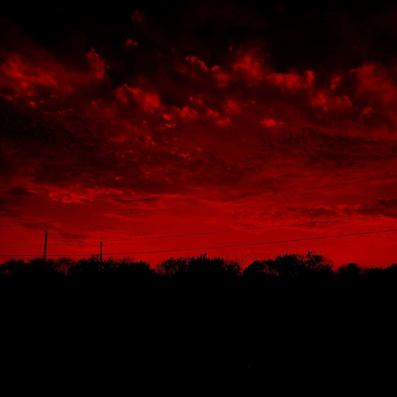 Dark Red Aesthetic Countryside Overhead Powerlines Wallpaper