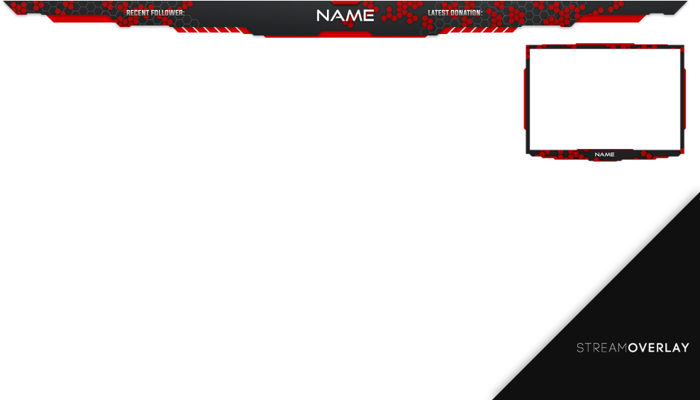 Dark Red Gamer Stream Overlay PNG