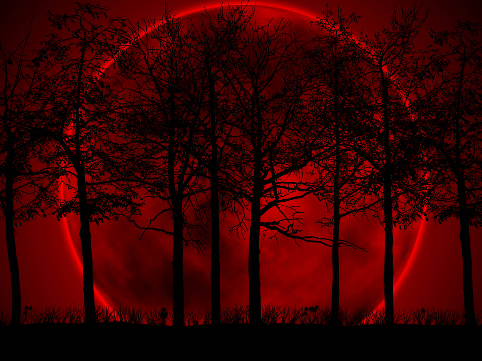 Dark Red Glowing Moon Wallpaper