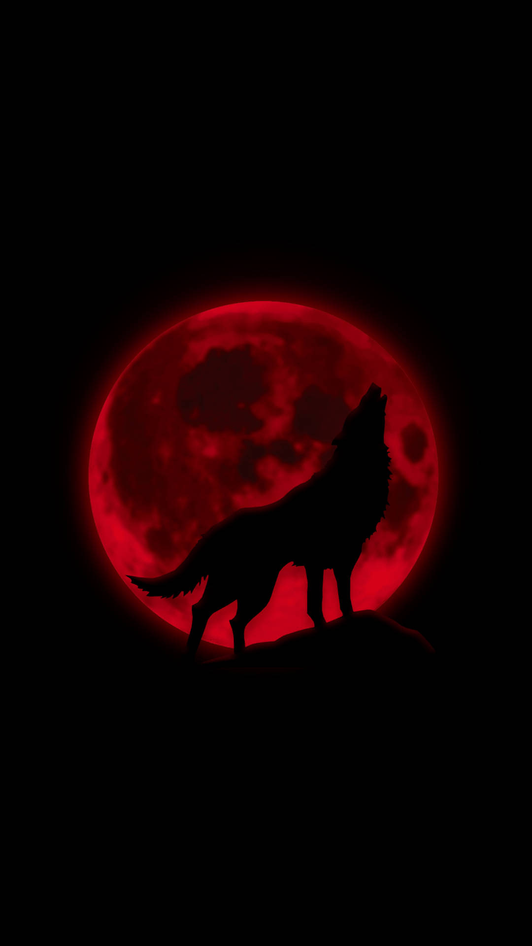 Dark Red Wolf Moon Wallpaper