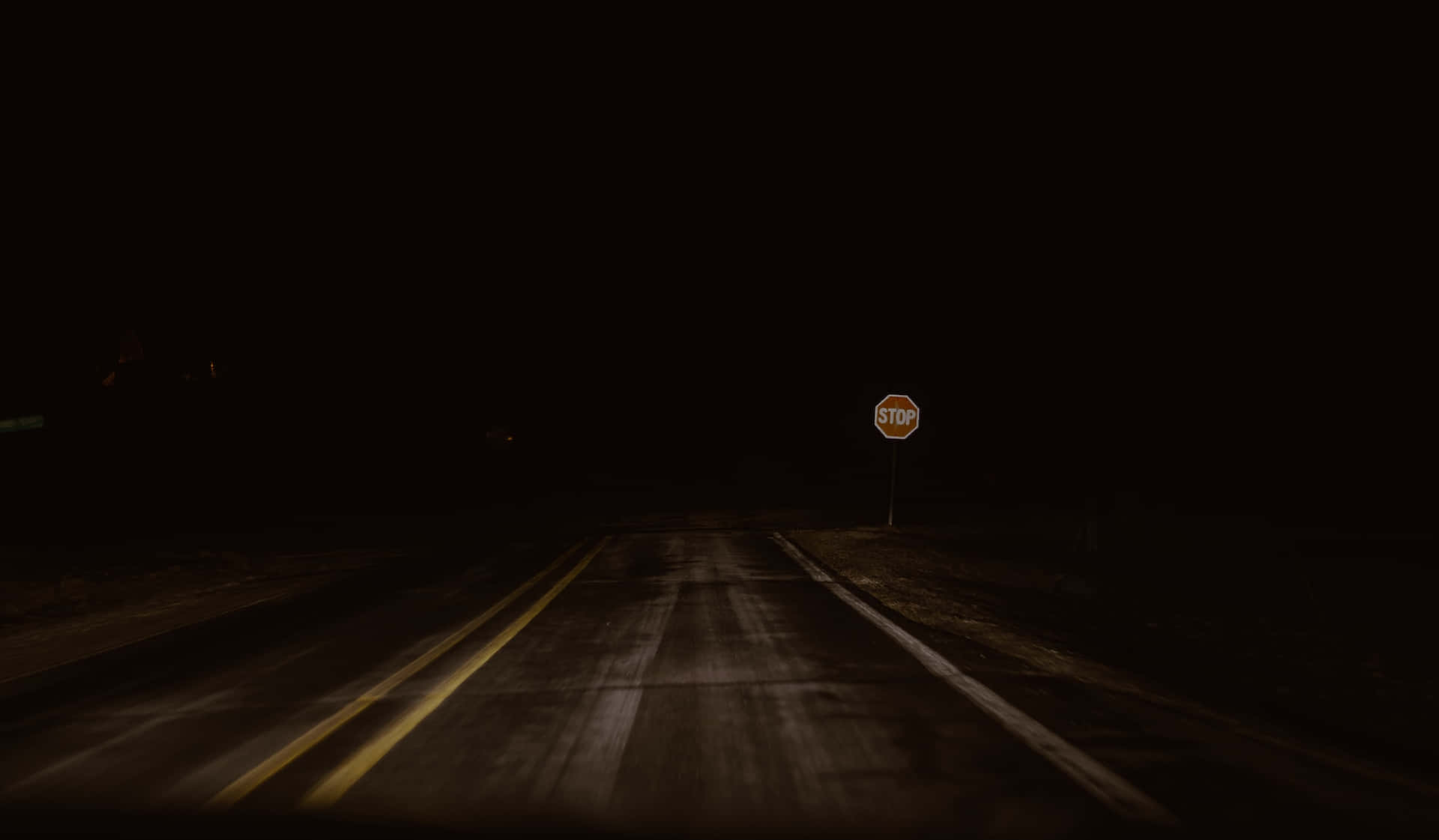 Mysterious Dark Road in the Night Wallpaper
