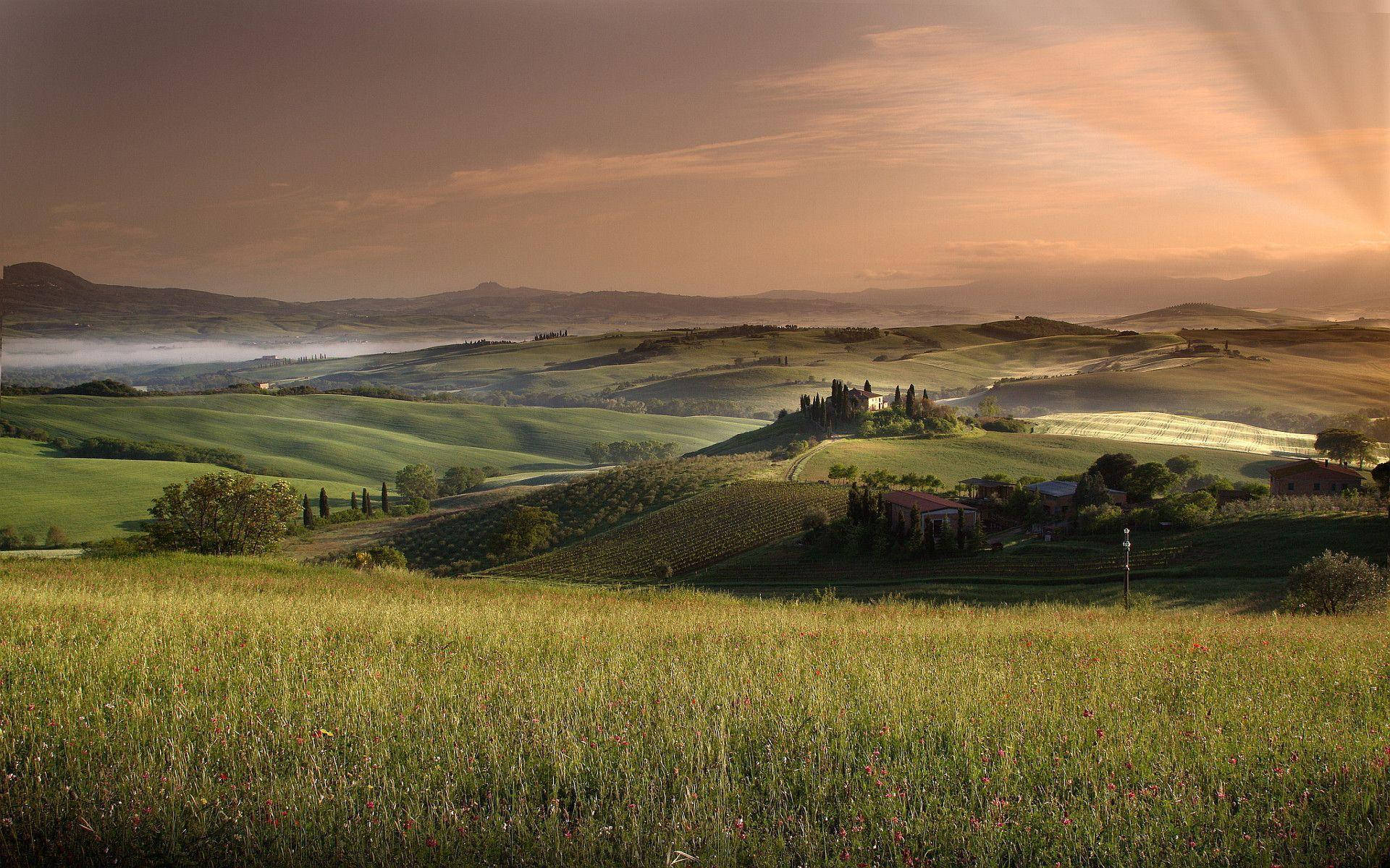 Dark Rolling Hills In Tuscany Wallpaper