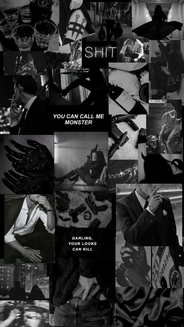 Dark Romance_ Monster Aesthetic Collage Wallpaper