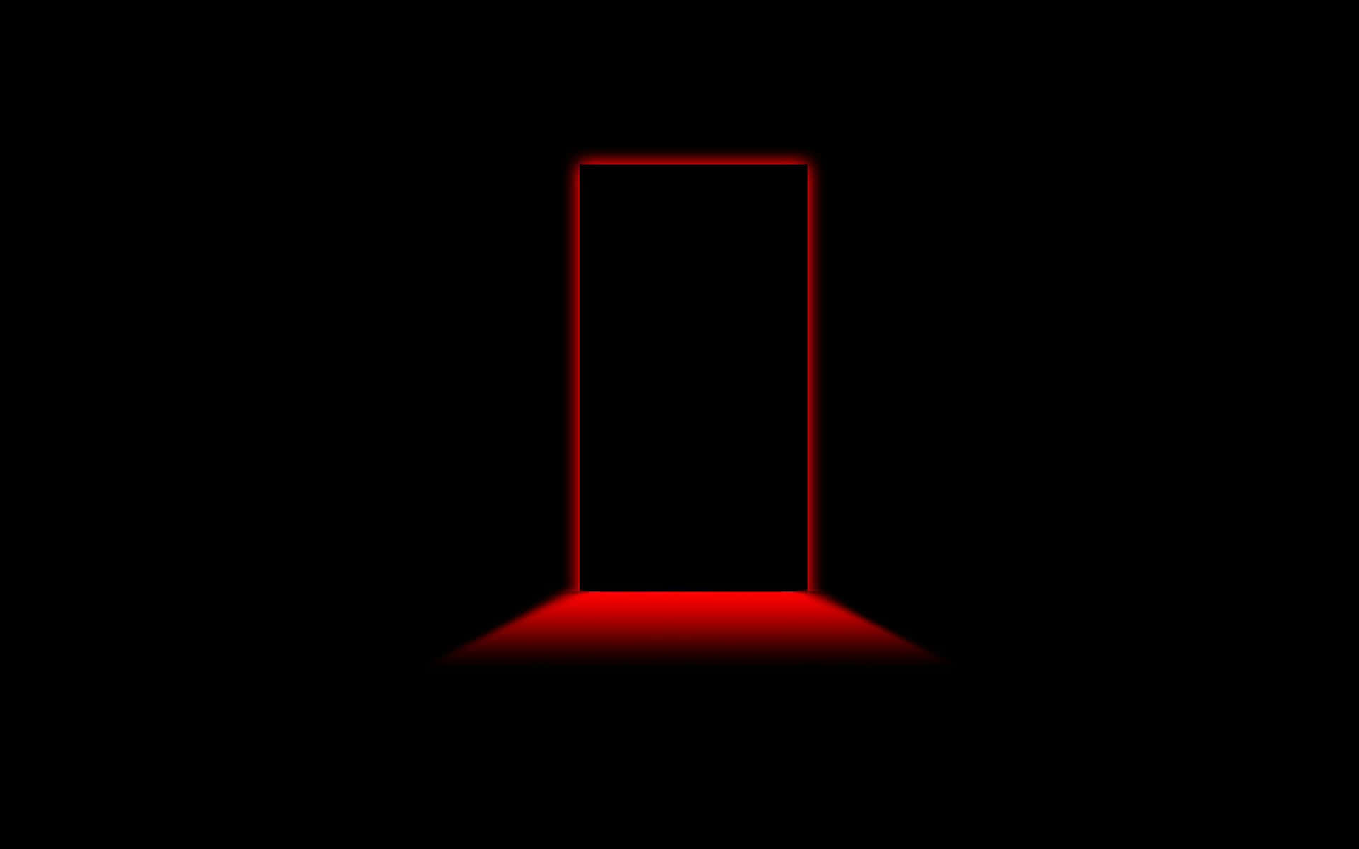 A Red Door With A Light Shining Through It
