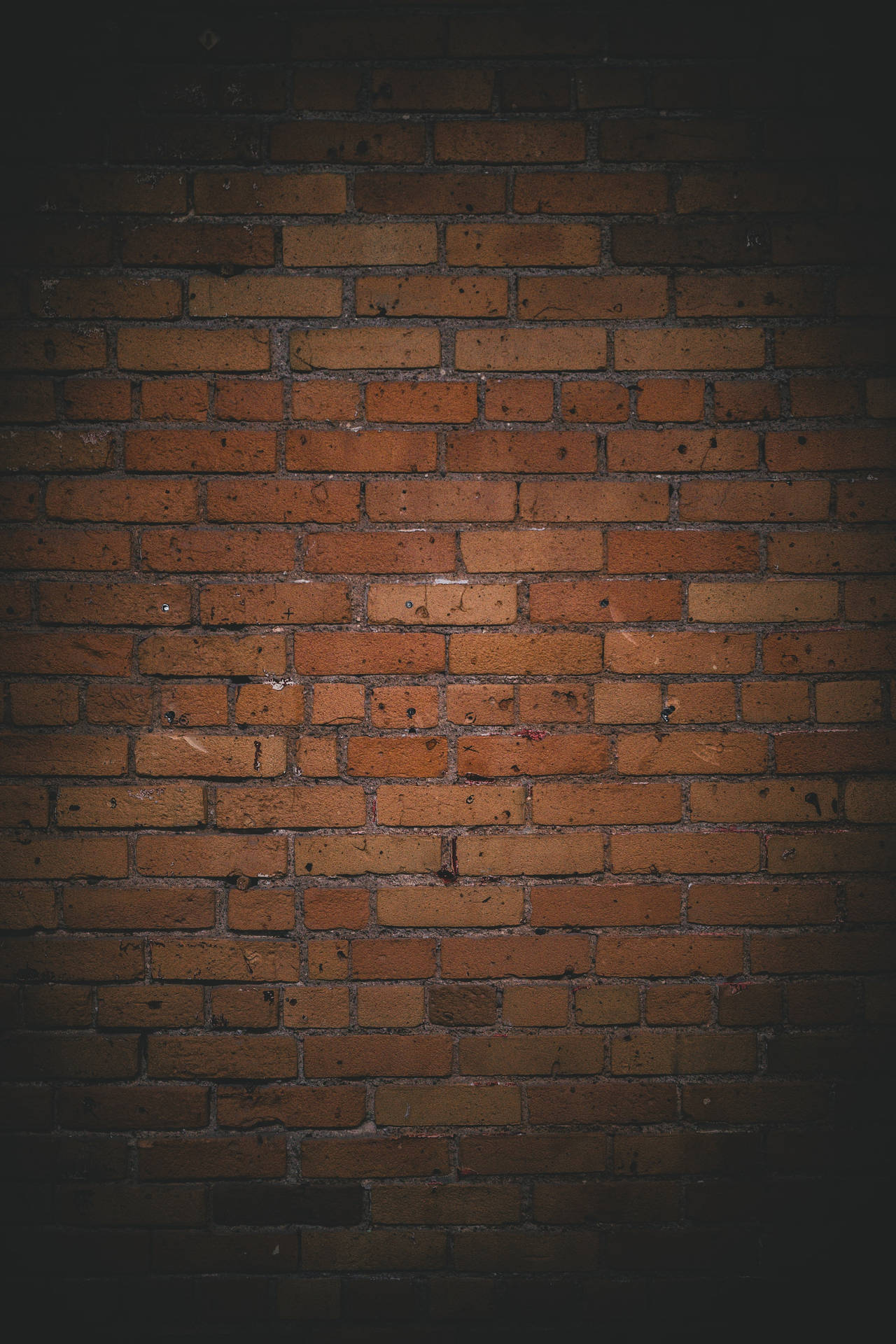 Dark Rusty Brown Brick Wall Wallpaper