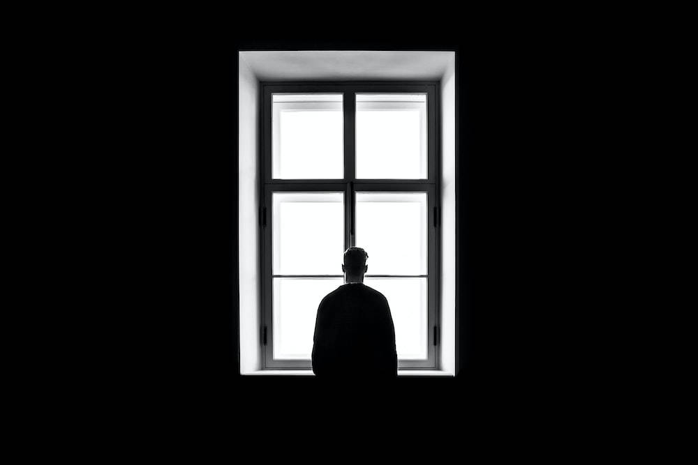 Dark Sad Man And Window