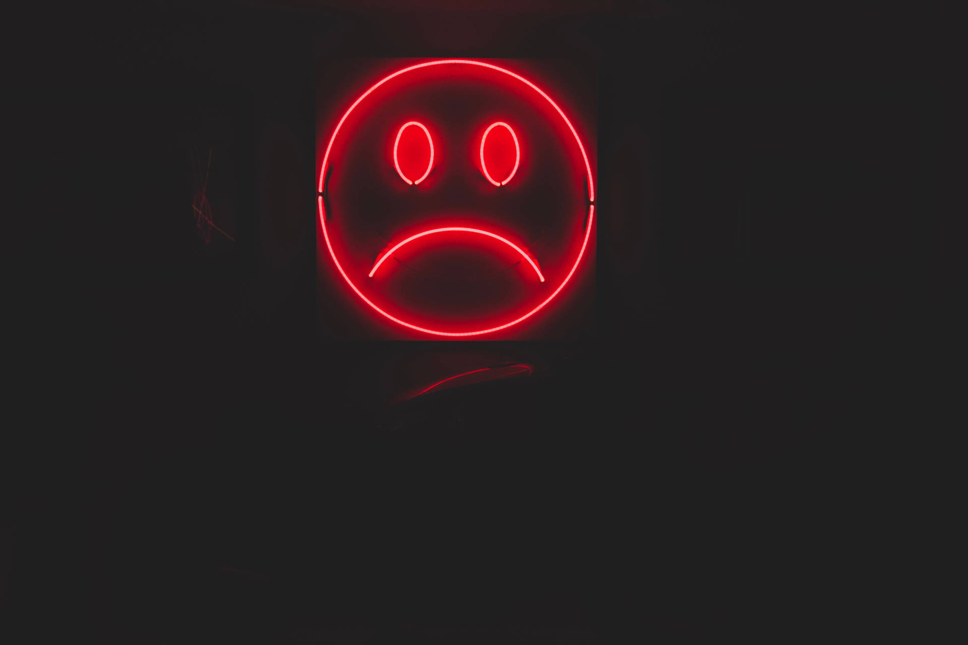 Dark Sad Red Neon Lonely Face