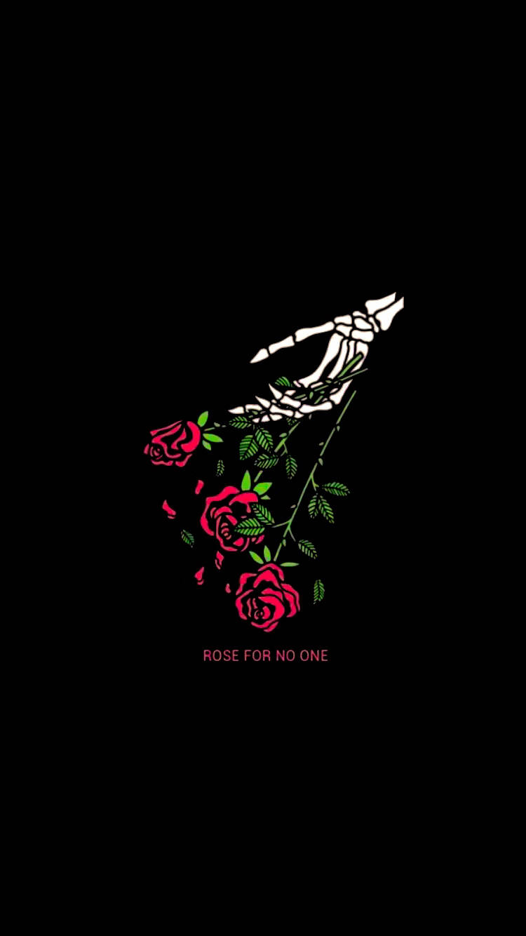 Dark Sad Skeleton Hand And Roses Wallpaper
