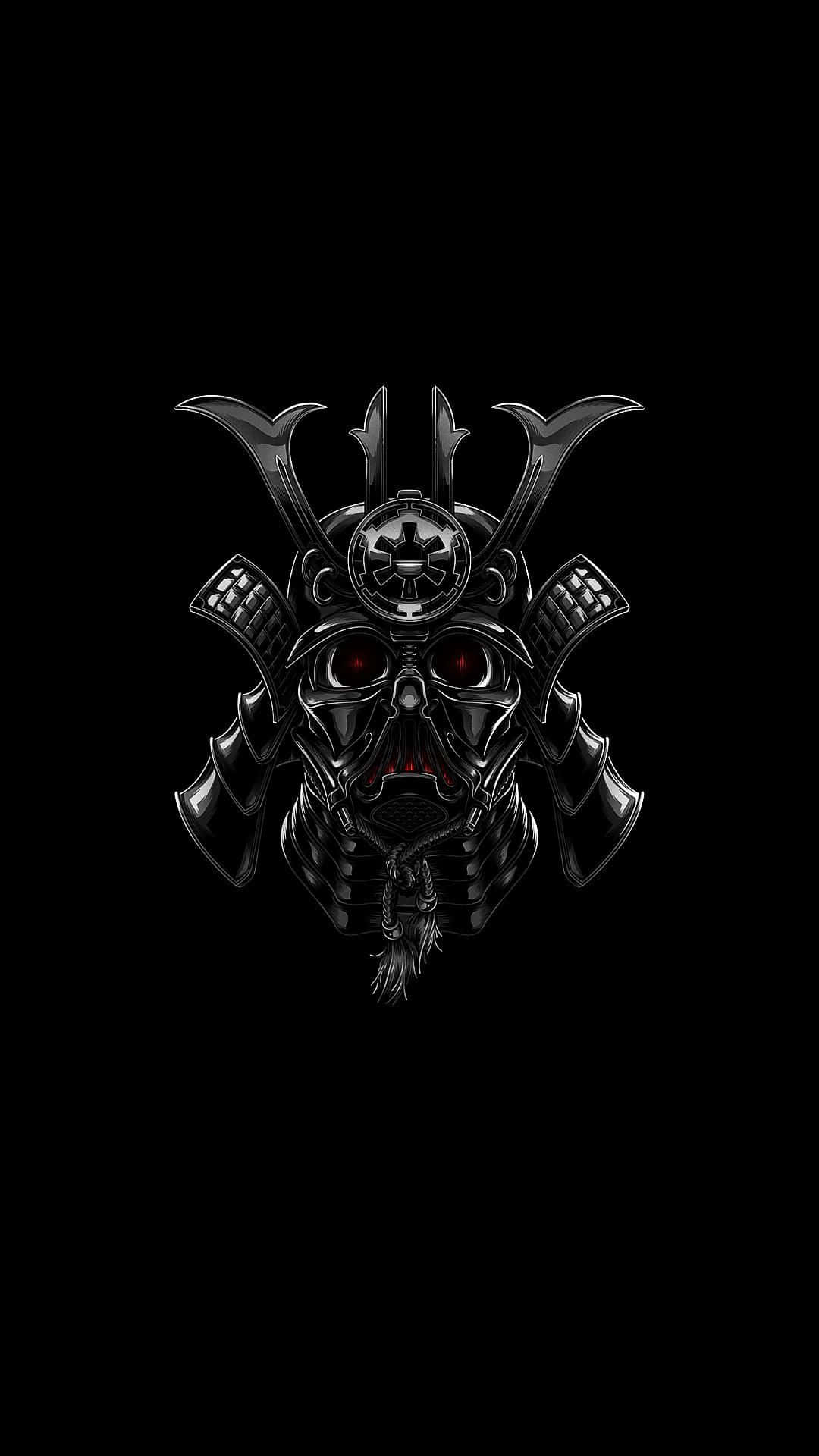 Logodella Testa Del Samurai Oscuro In Nero. Sfondo