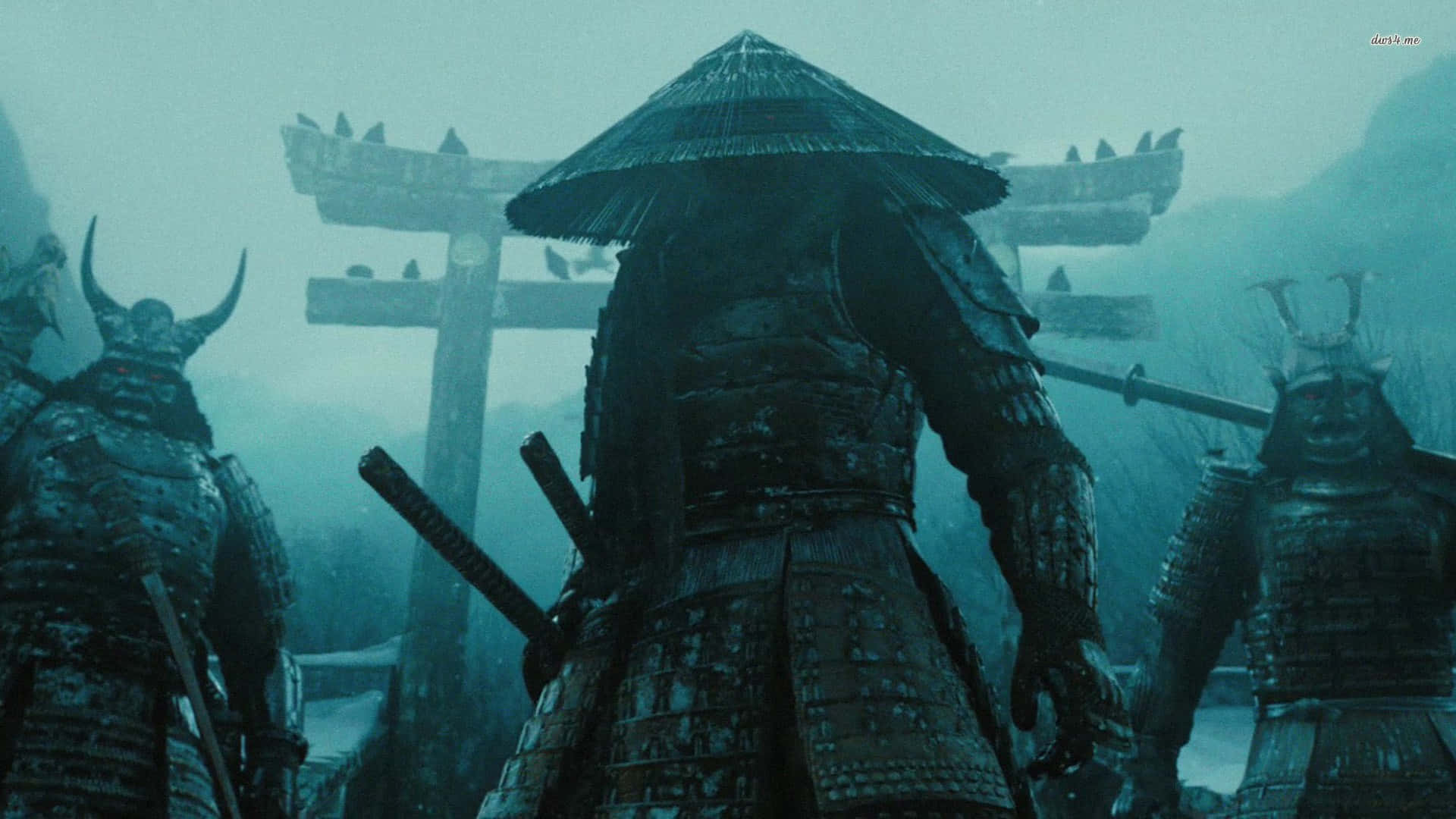Dreidunkle Samurai In Einem Nebligen Verlies Wallpaper