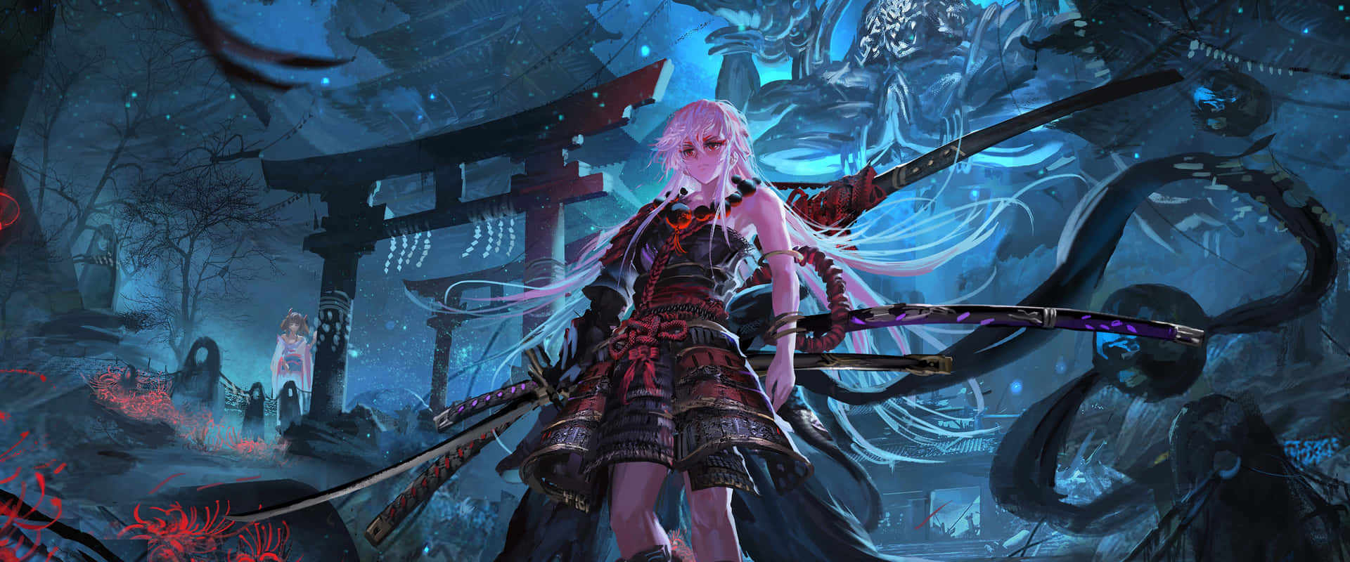 Dark Samurai Girl In Dungeoun Wallpaper