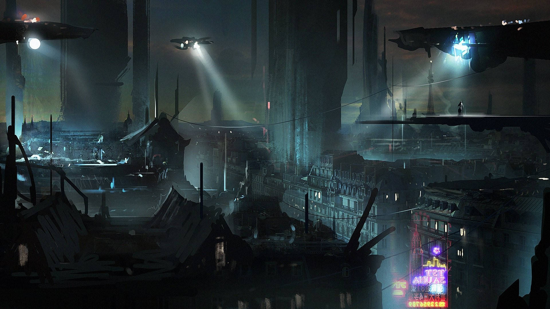 Dark Sci Fi City Art Wallpaper