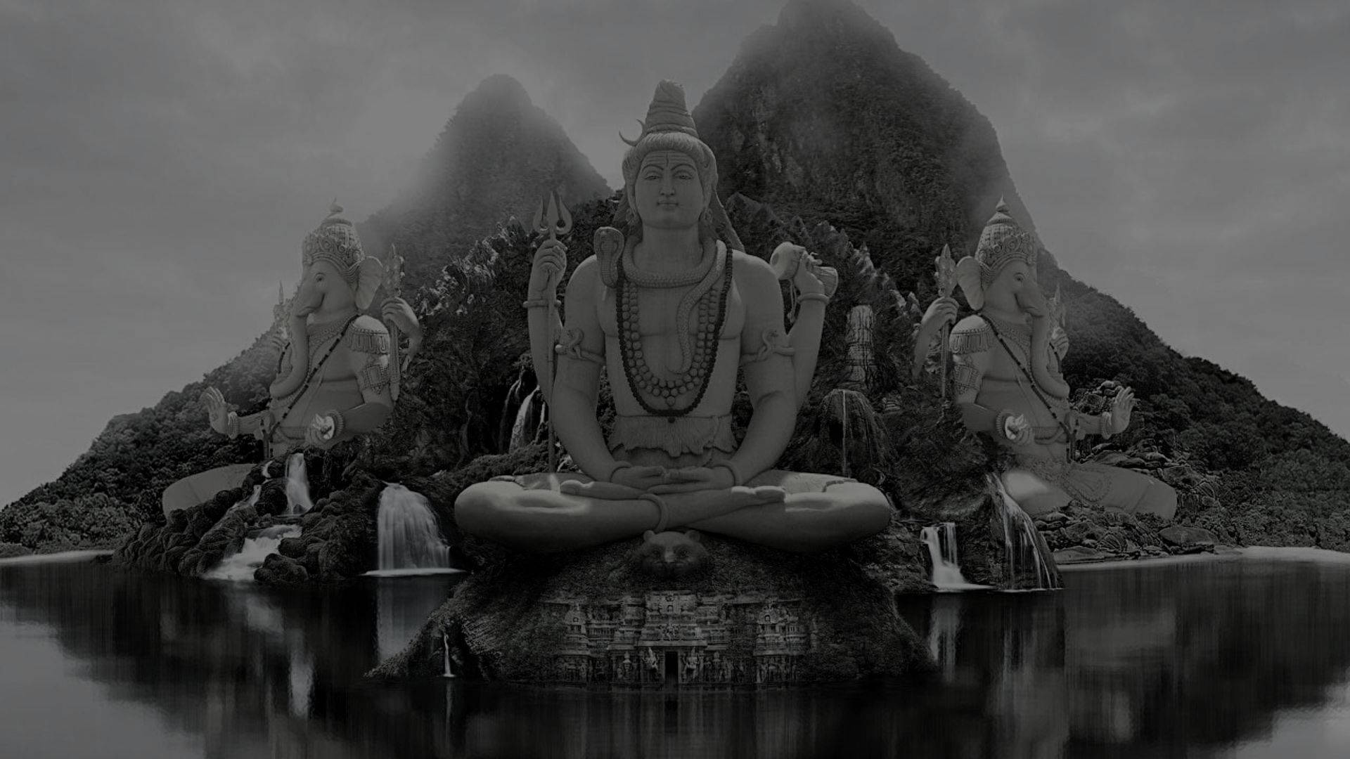 Ilhaescura De Shiva E Ganesha. Papel de Parede