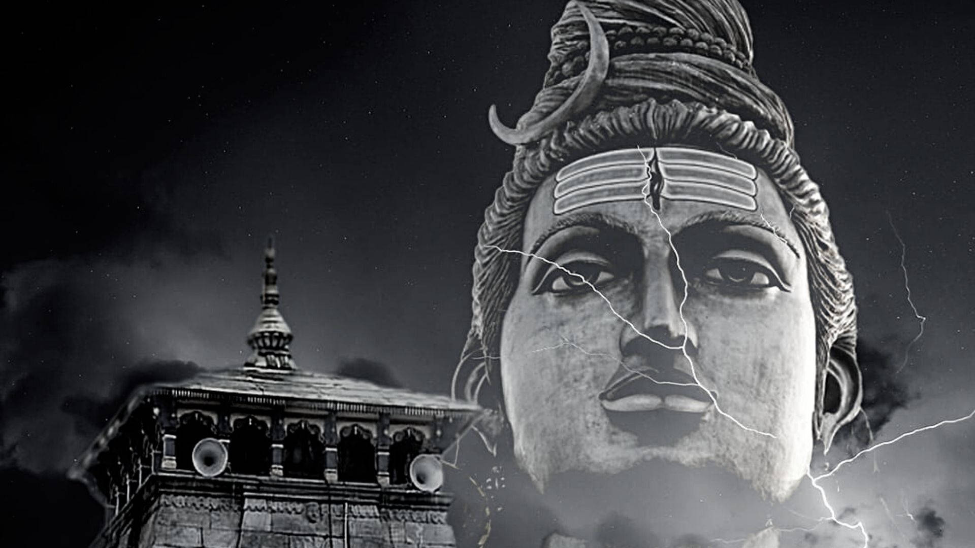 Templooscuro De Shiva Con Una Imagen Desvanecida De Su Cabeza. Fondo de pantalla