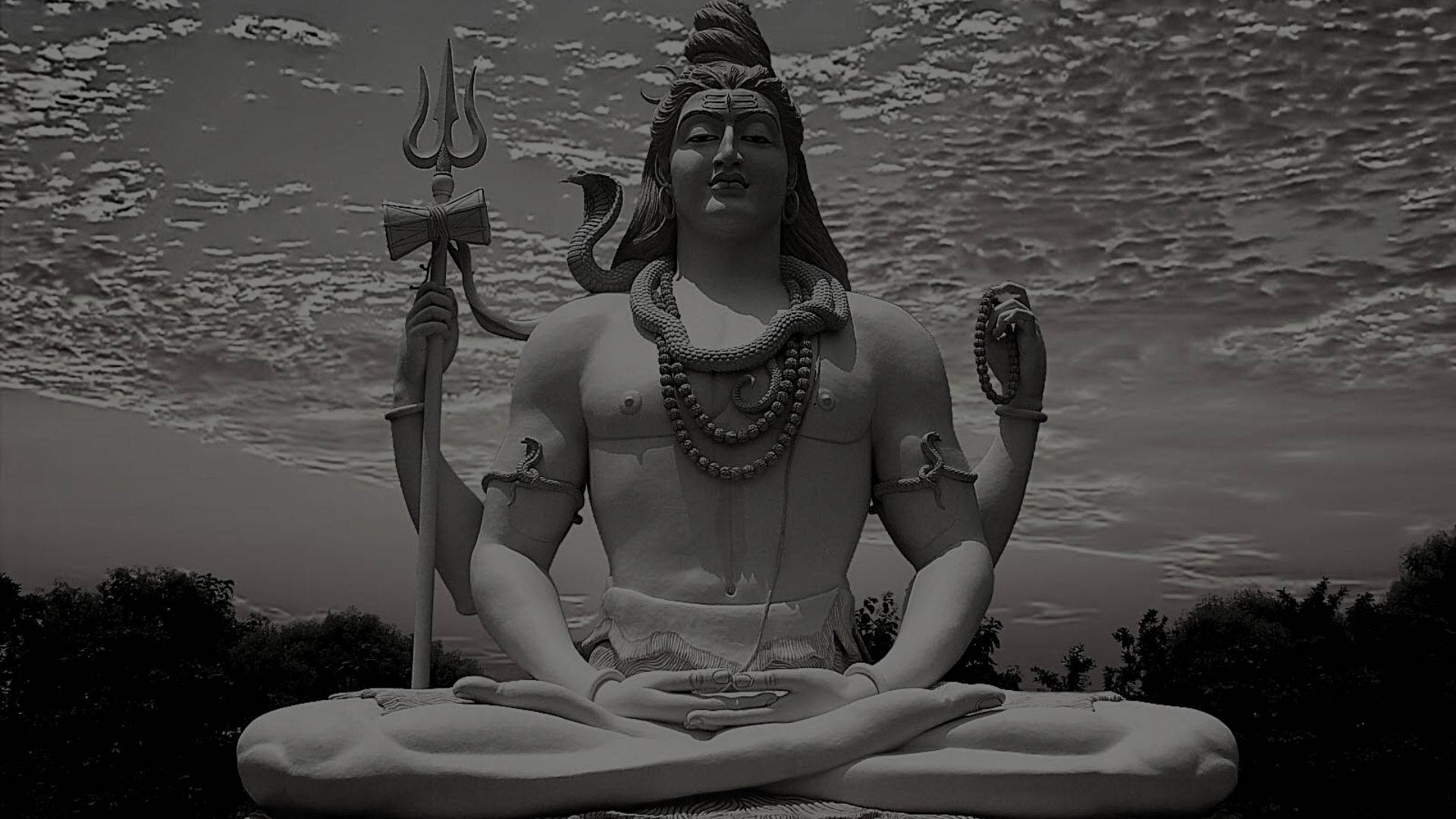 Mörkshiva, Hinduisk Meditation På Datorskärmen Eller Mobilens Bakgrund. Wallpaper