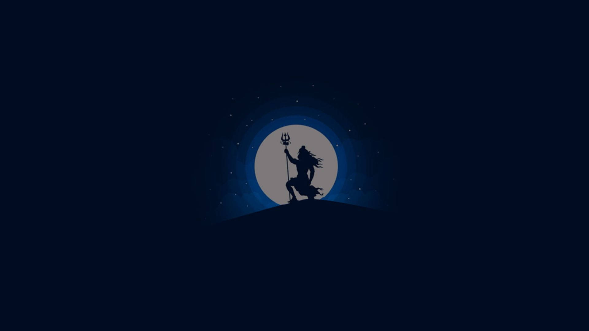 Dark Shiva Moon Kneeling Silhouette Wallpaper