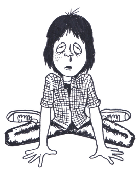 Dark Sketchof Child Sitting PNG