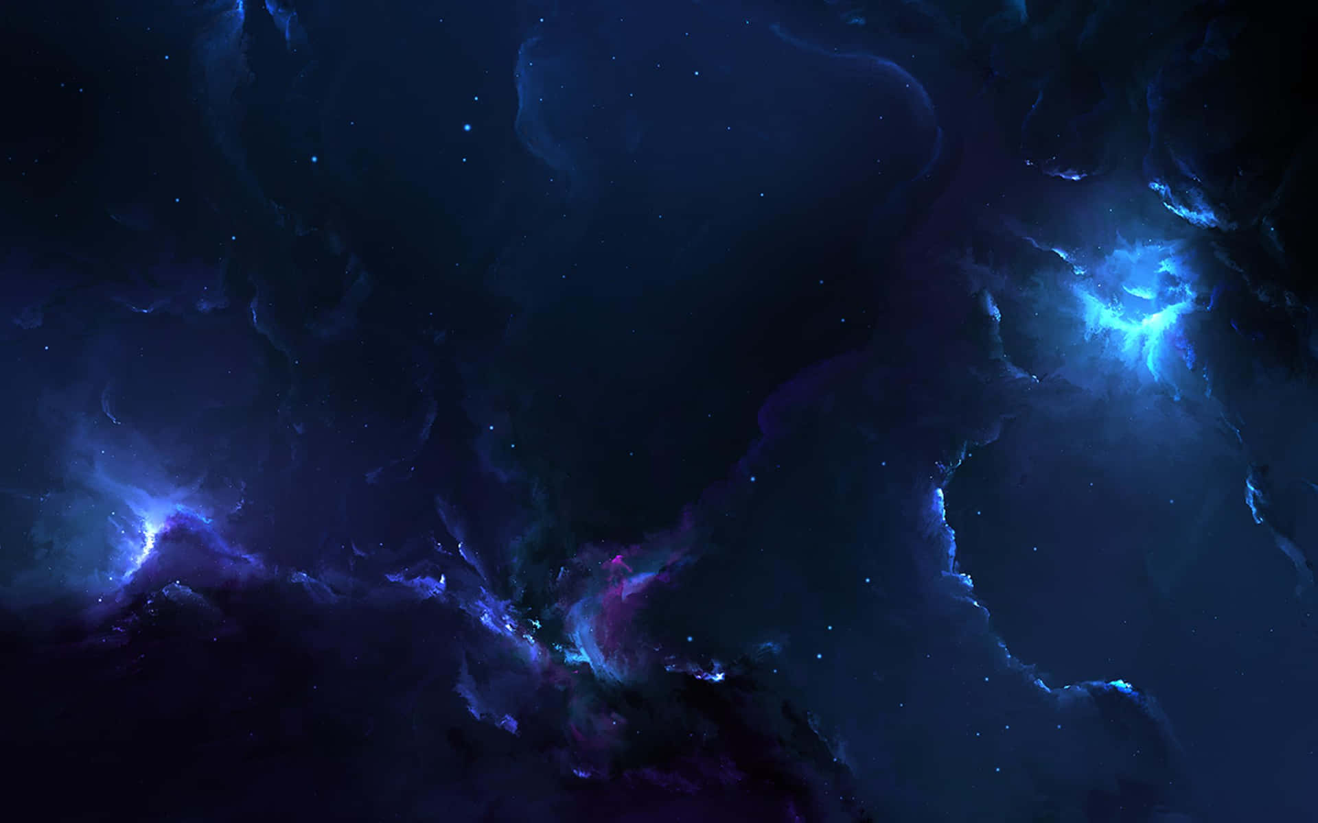 a blue and purple space with stars and a blue background