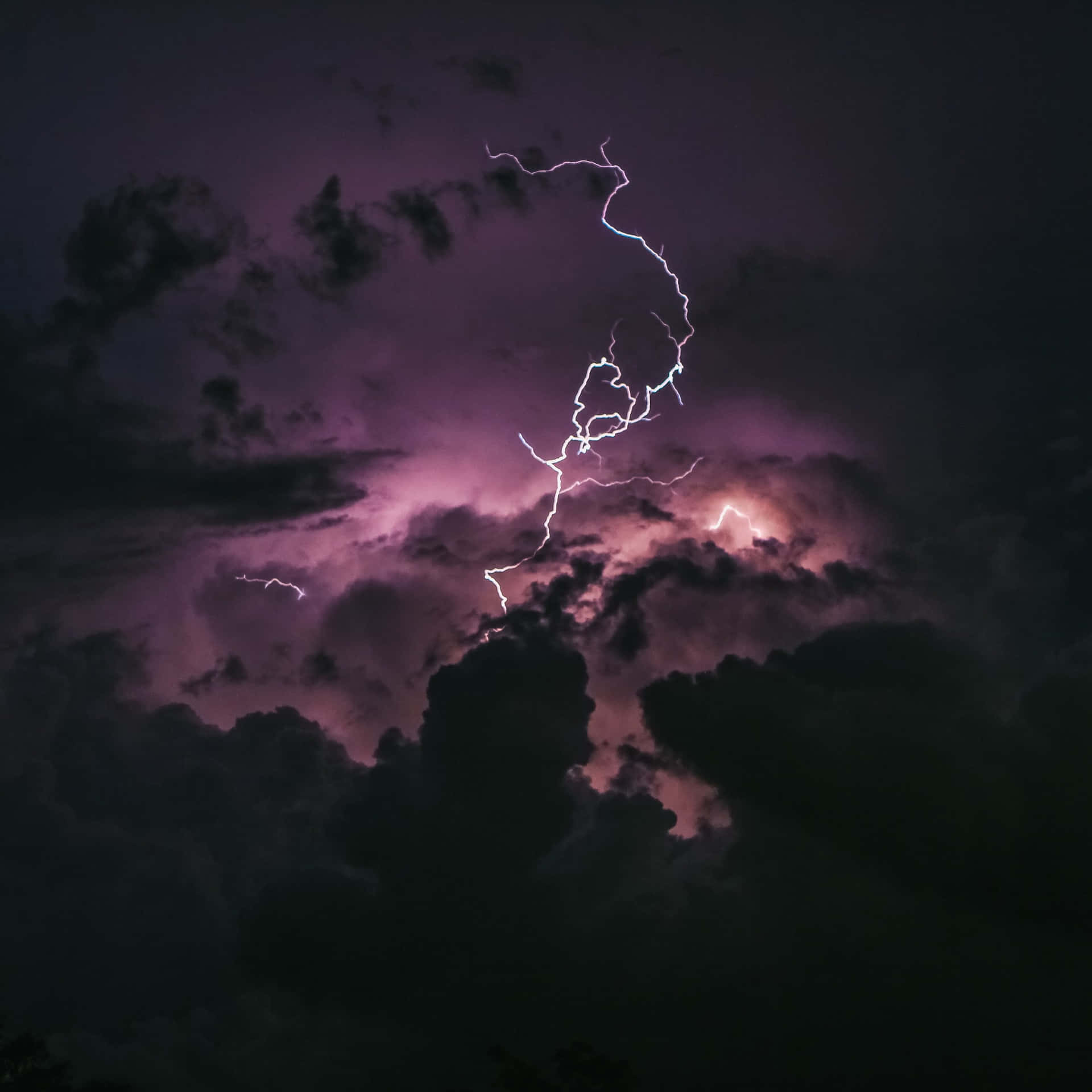 lightning in the sky with clouds