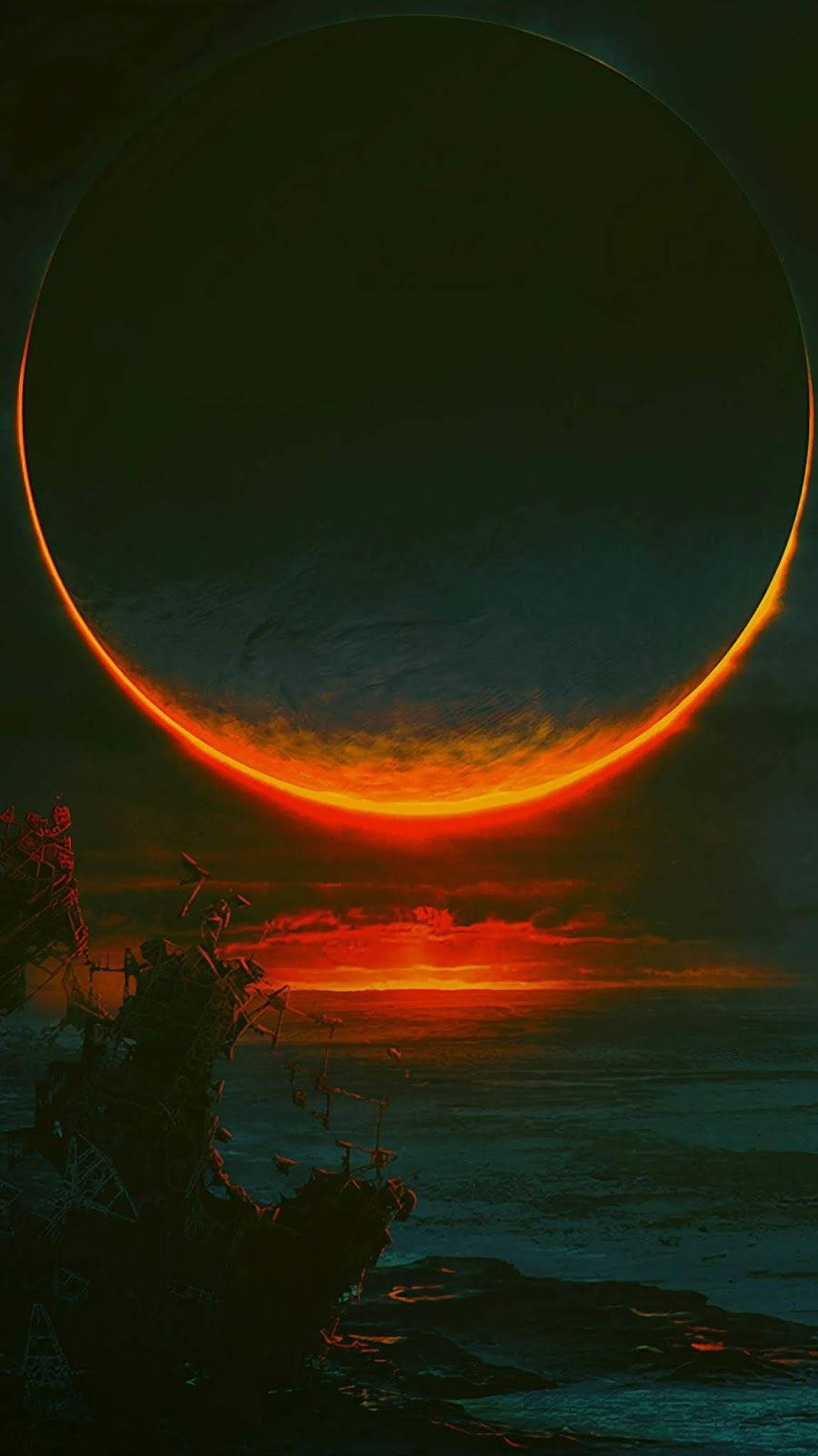 Breathtaking Solar Eclipse Shrouded in Deep Red Hues. Wallpaper