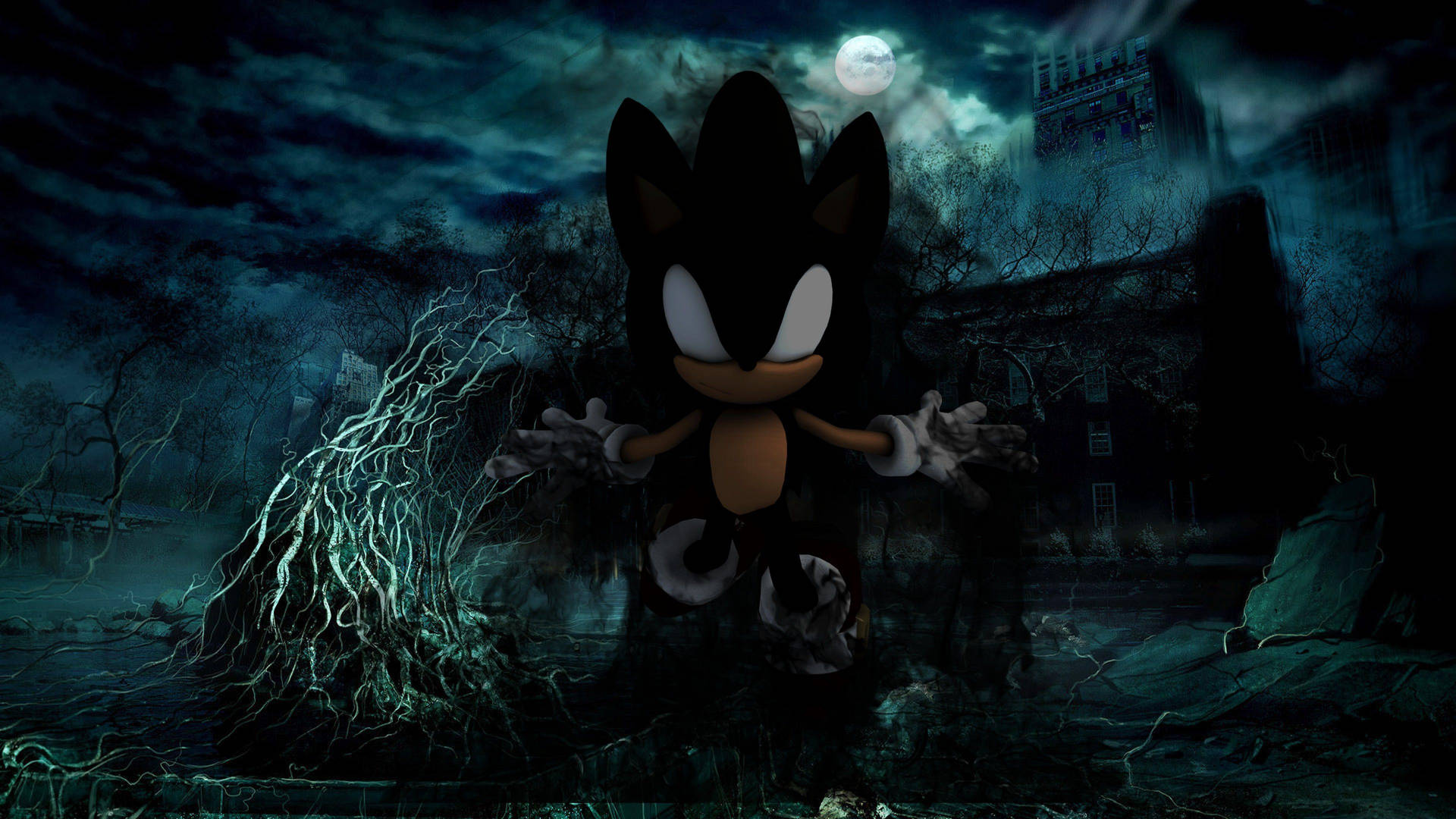 Dark Sonic Halloween Aesthetic Wallpaper