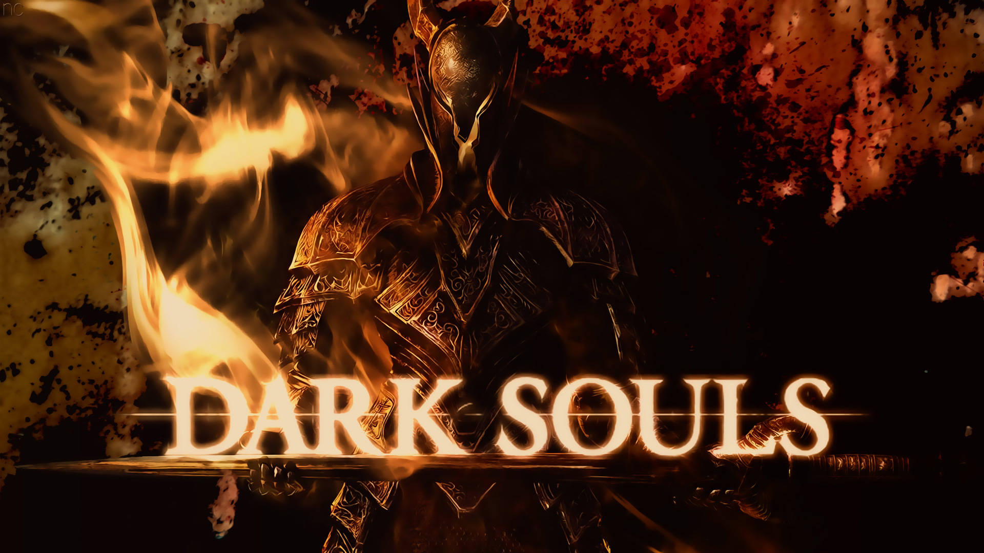 Dark Souls 4K-titelposter-tapet: Et 4K-titelposter-tapet, der afspejler Dark Souls-seriens unikke fantasieserie. Wallpaper