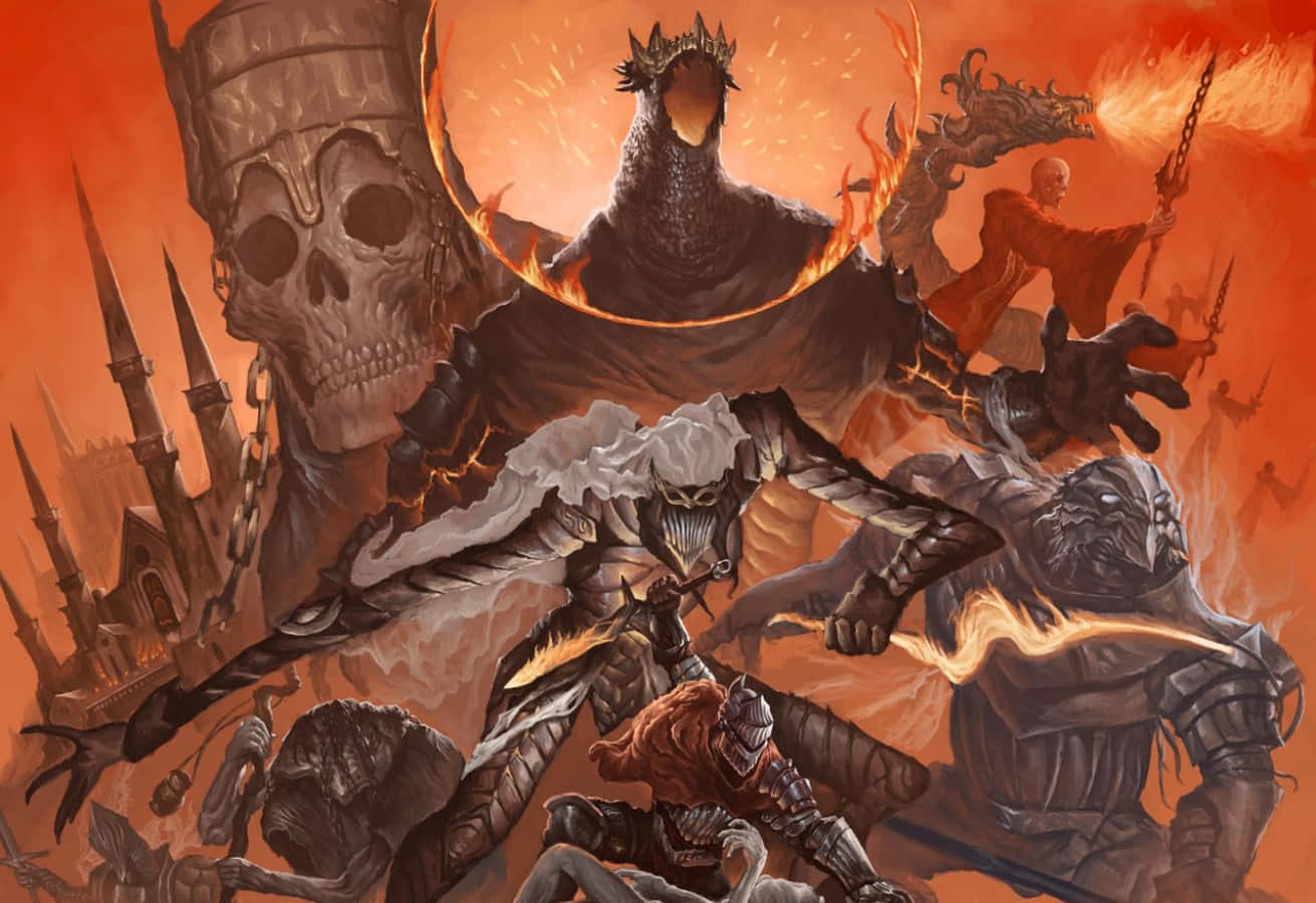 Epic battle with Dark Souls Bosses Wallpaper