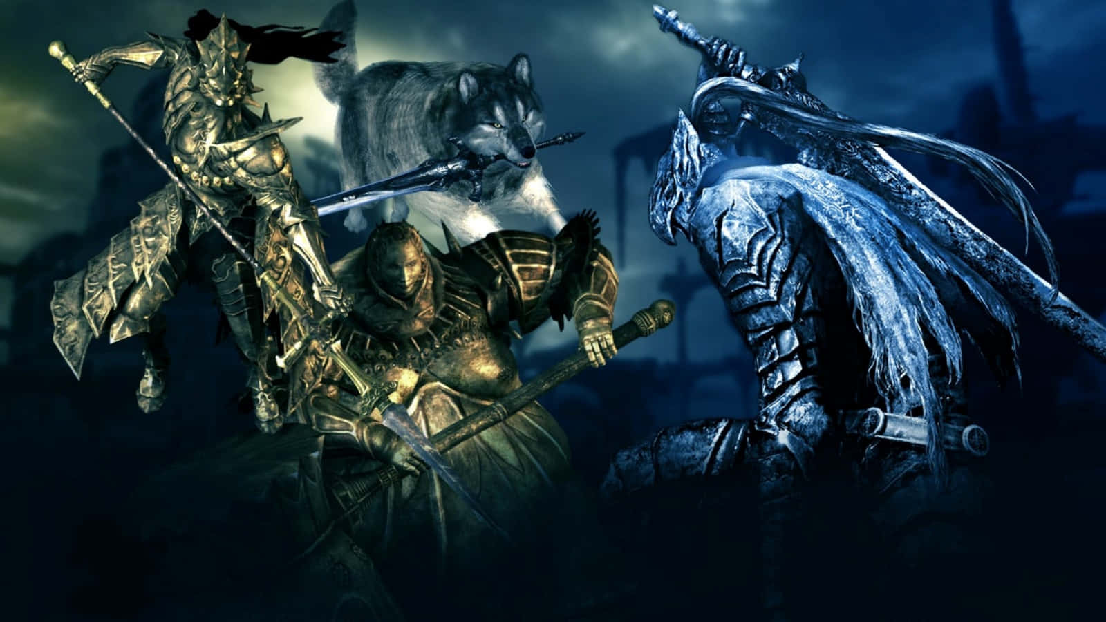 The Epic Battle Awaits - Dark Souls Bosses Face Off Wallpaper
