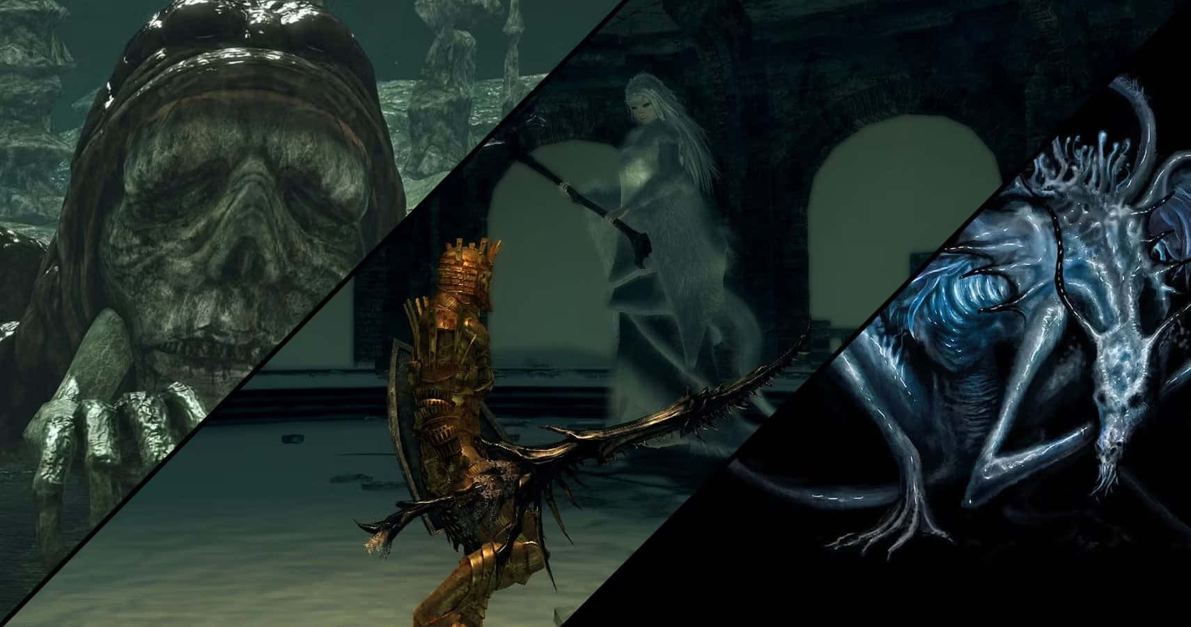 The Intense Battle with a Fearsome Dark Souls Boss Wallpaper