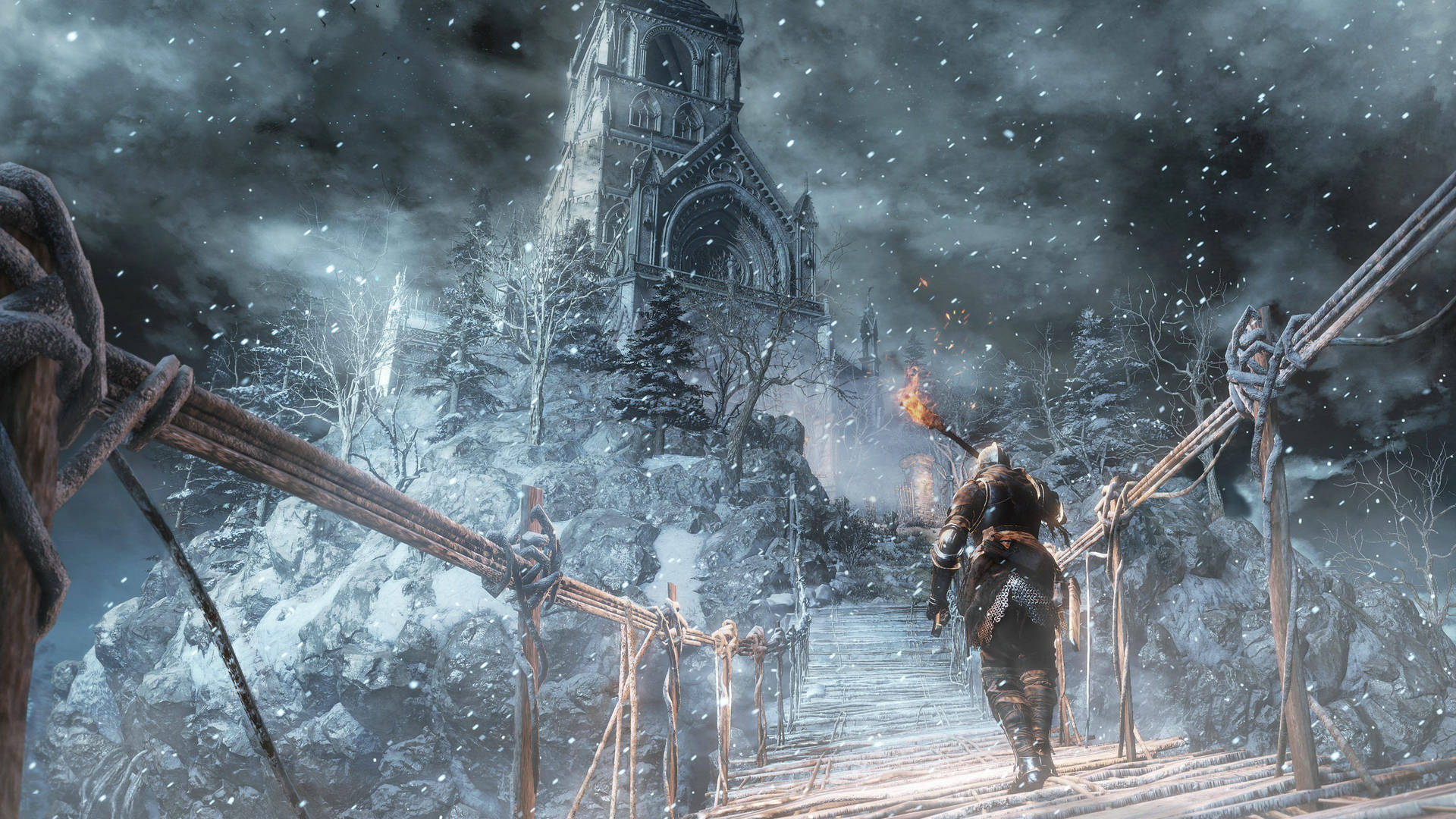 'Explore the Painted World of Ariandel in Dark Souls III.' Wallpaper