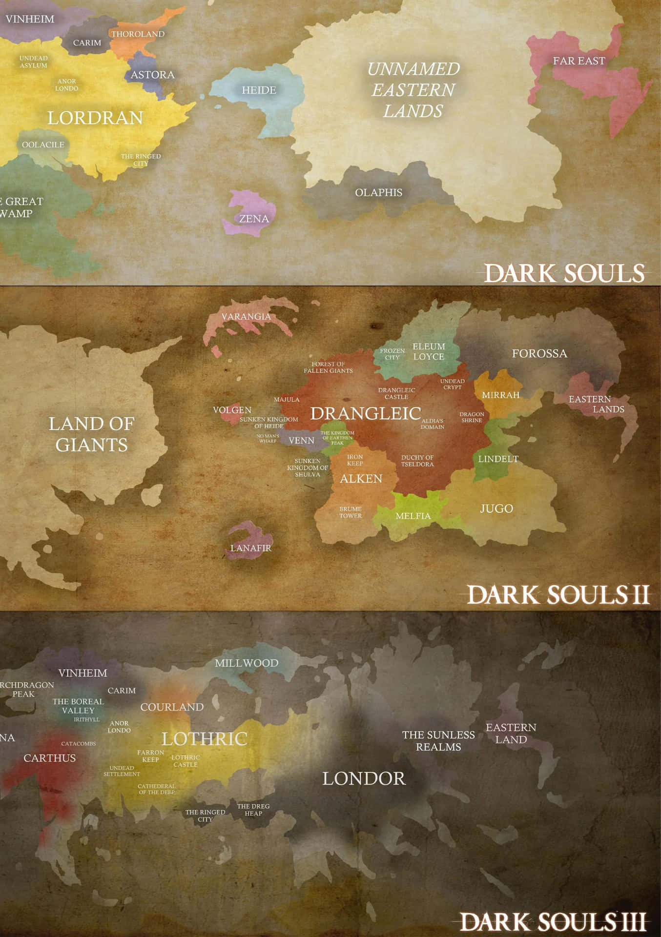 Mysterious Dark Souls Game Map Wallpaper