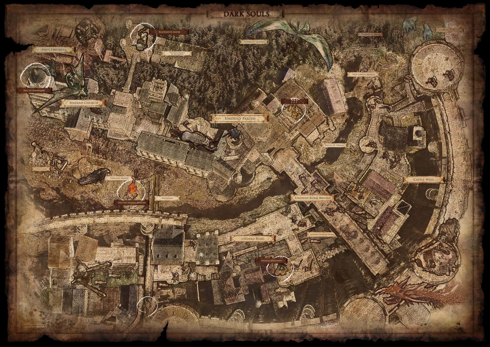 Dark Souls Game World Map Wallpaper