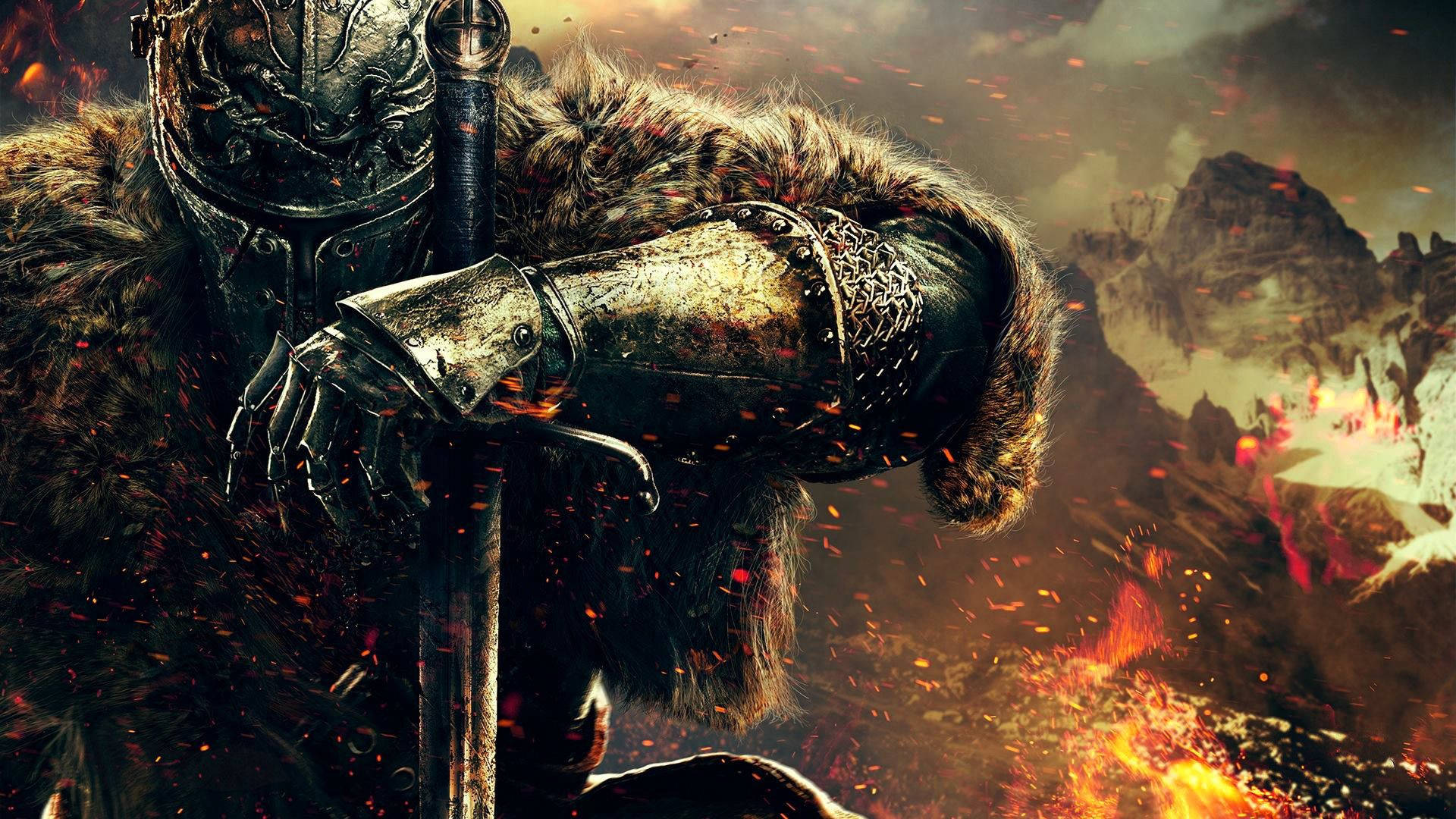 A daunting Medieval knight stands ready to protect his country from its enemies Wallpaper