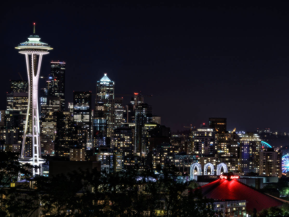 Dark Space Needle Seattle Skyline Washington Wallpaper