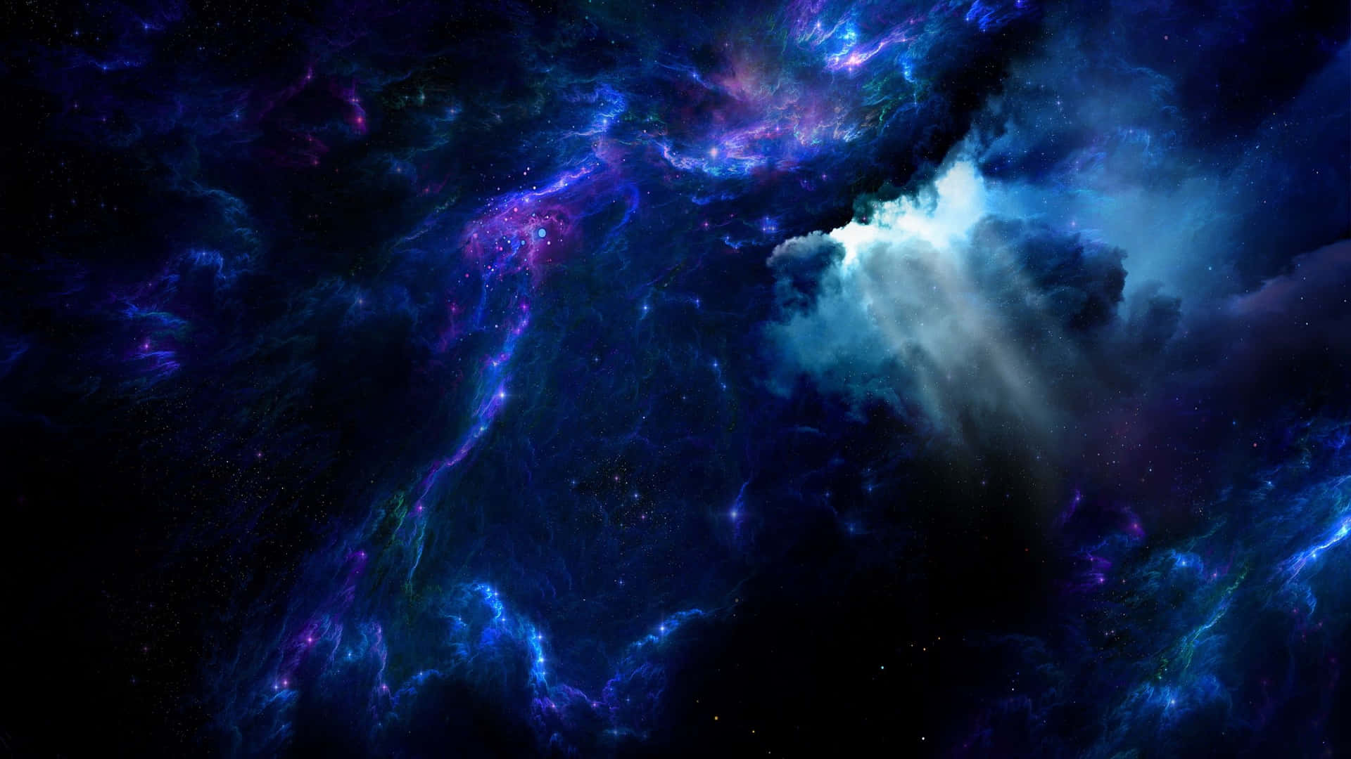 Dark Space Nebula Blue Lights Wallpaper