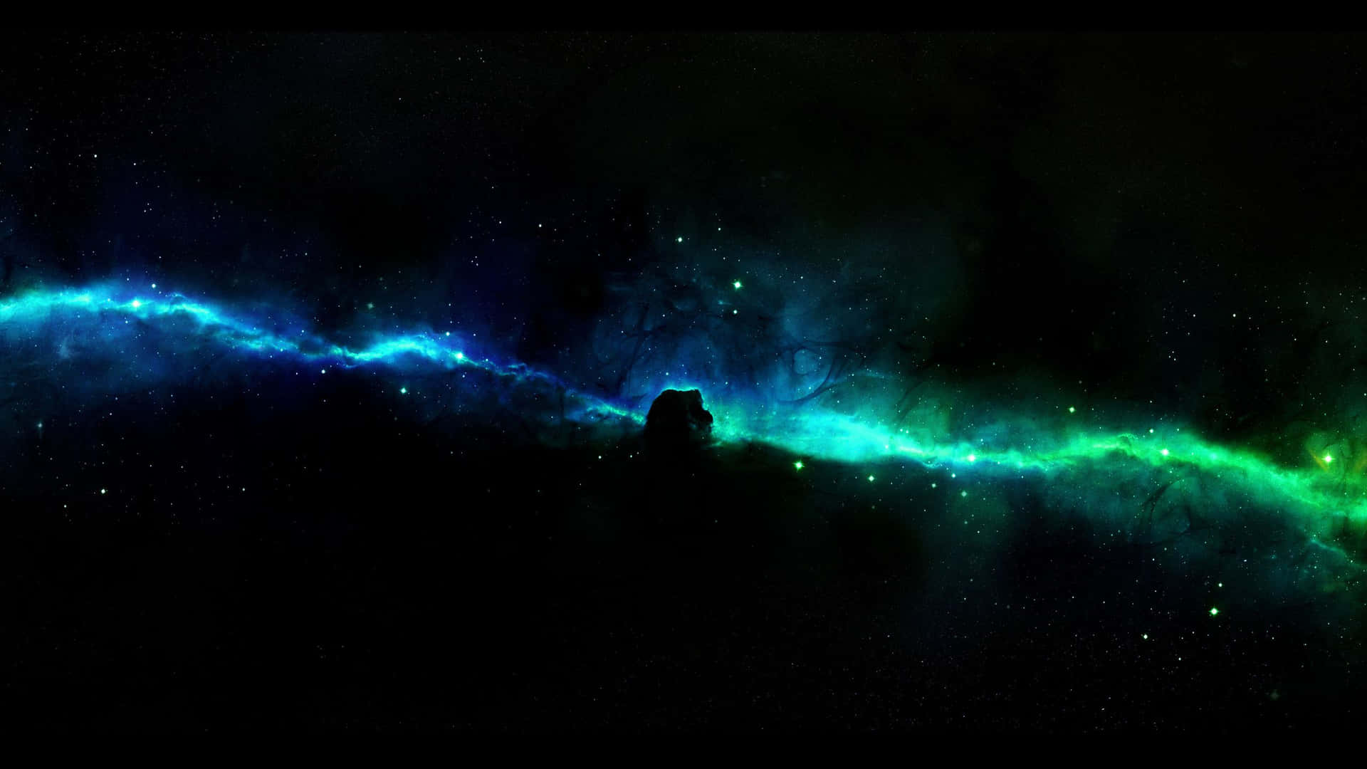 Dark Space Nebula Green Lights Wallpaper