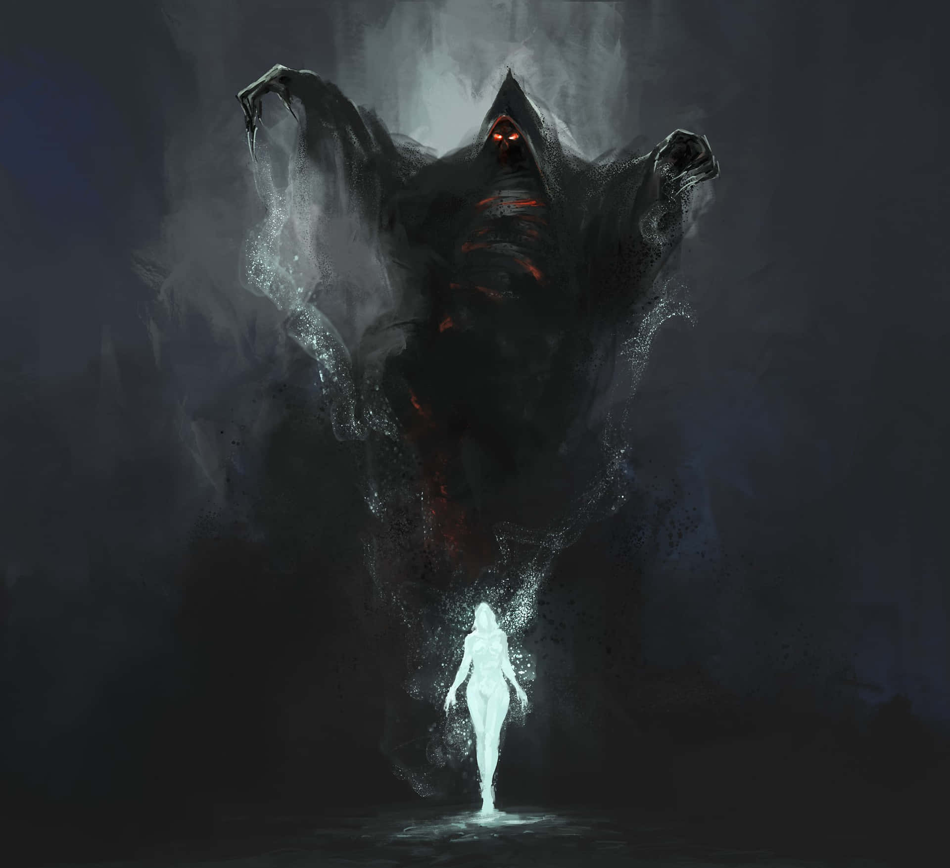 Mysterious Dark Spirit Lurking in the Shadows Wallpaper